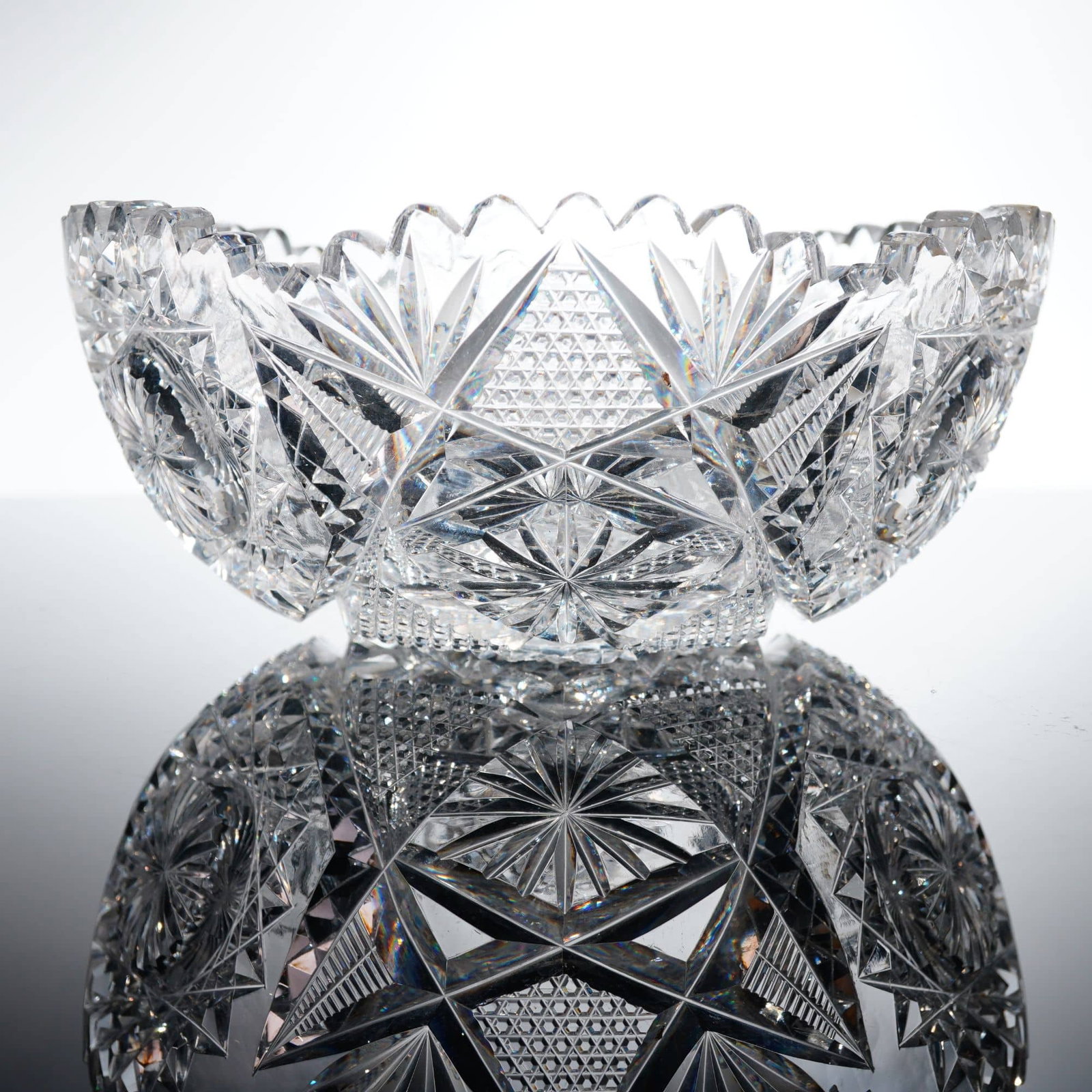 American Brilliant Period Cut Crystal Bowl with Sawtooth Edge (1 of 3)