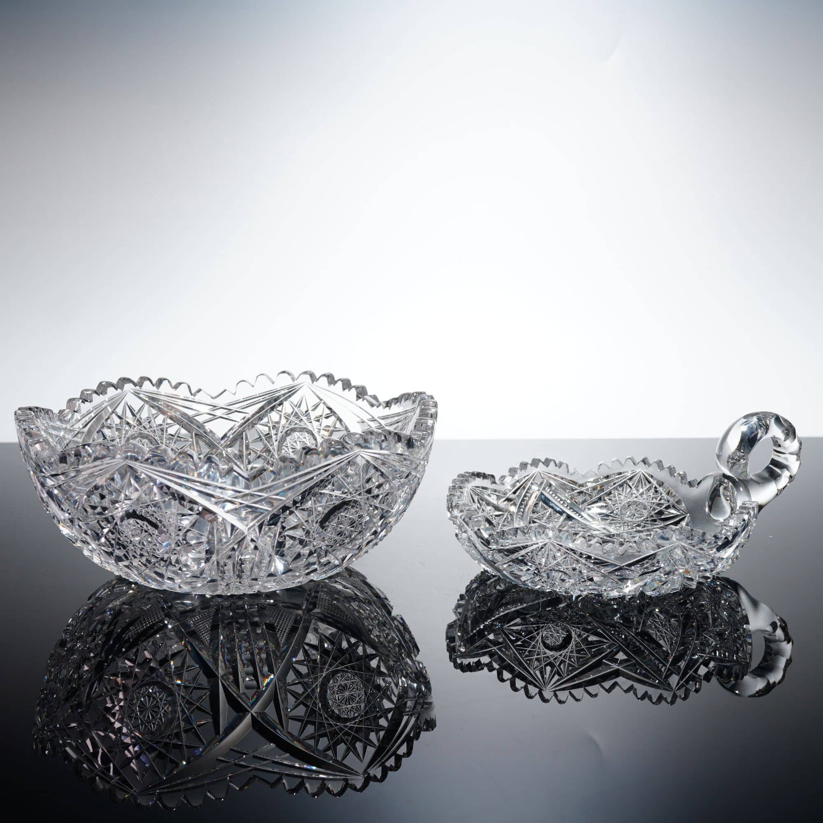 Two American Brilliant Period Cut Glass Items Including a Bowl and Nappy Dish (1 of 4)