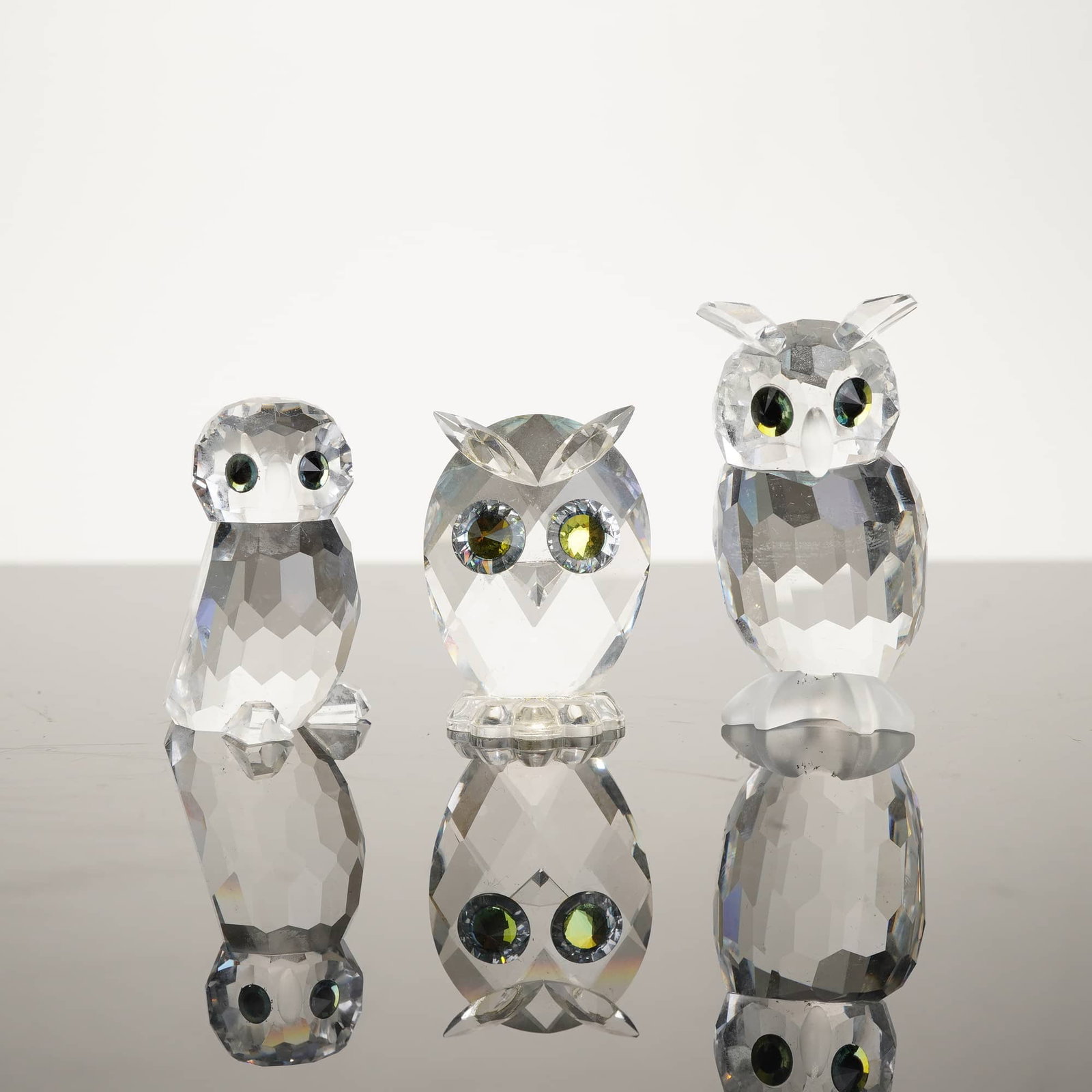 Swarovski Silver Crystal Three Piece Owl Figurine Collection including Night Owl (1 of 5)