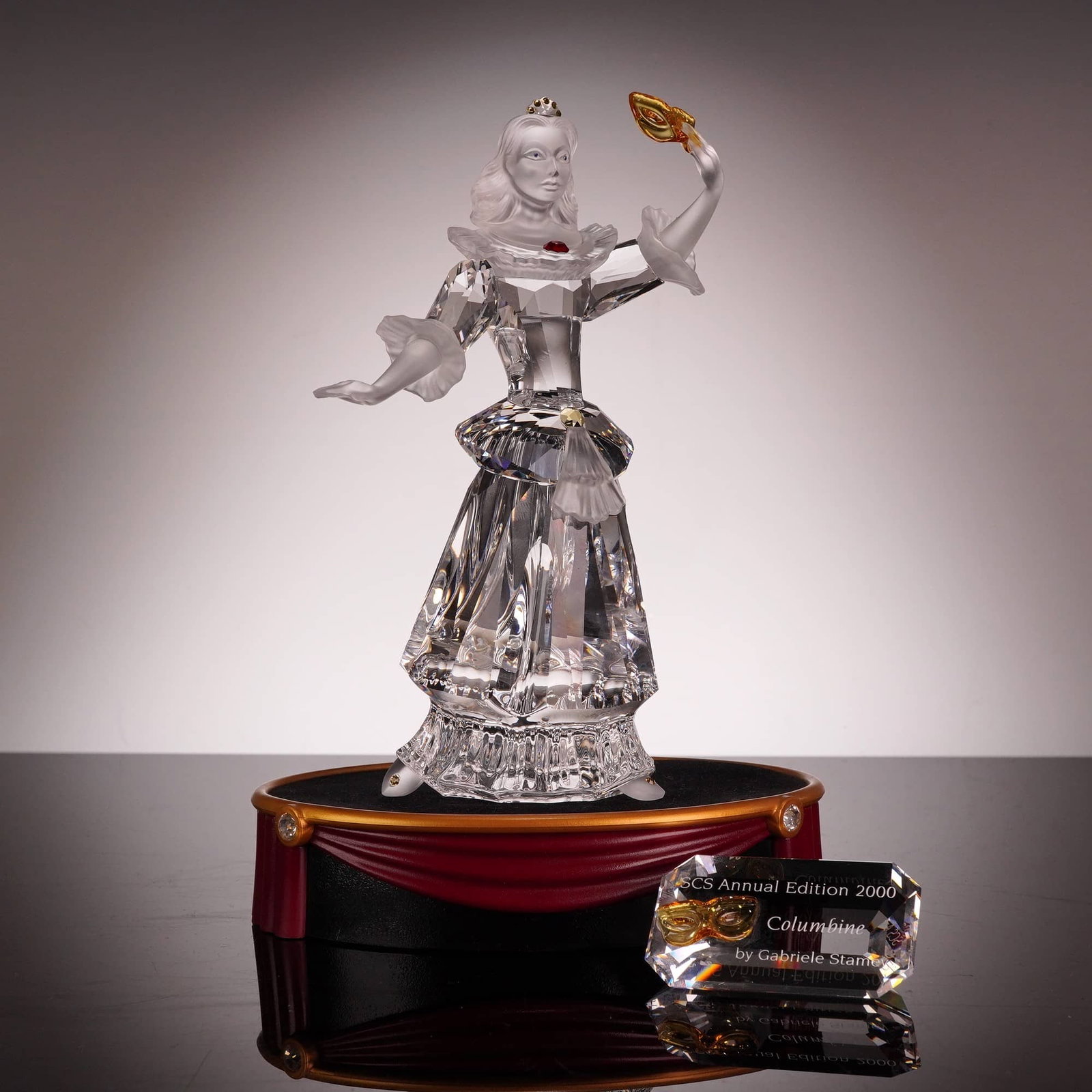 3pc Swarovski Crystal 2000 Annual Edition Figurine Columbine Plaque and Base 242032 (1 of 5)