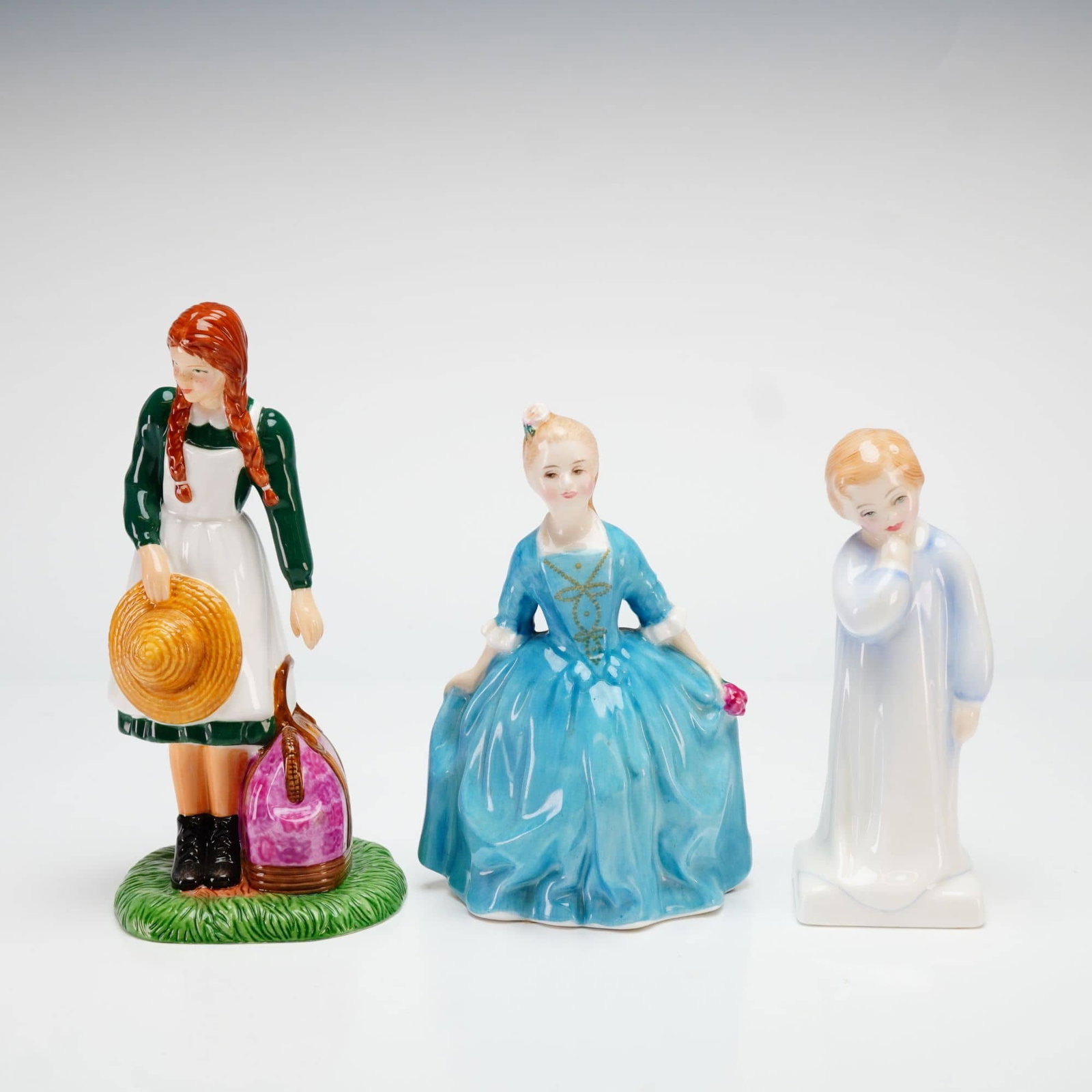 Royal Doulton, Three Figurines: Anne Arrives At Green Gables, A Child from Williamsburg, and Darling (1 of 3)