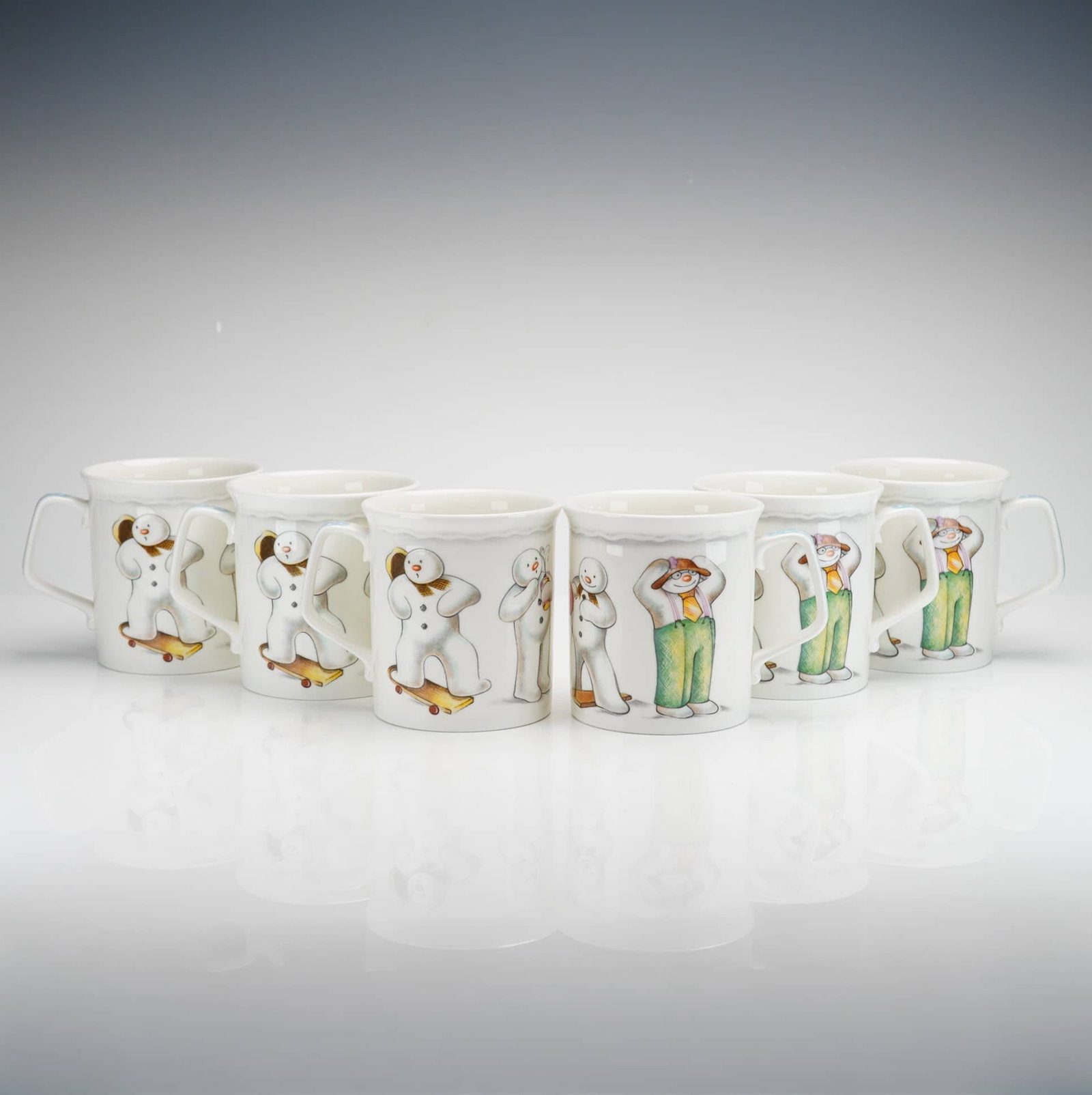 6pc Royal Doulton Bone China Mugs, Playful Snowman (1 of 2)