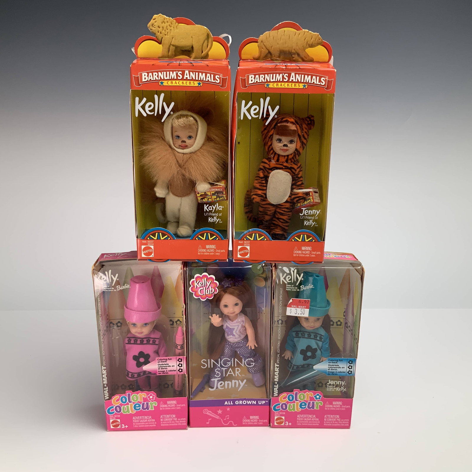 A Collection of Five Mattel Kelly Club Barnum's Animal Crackers and Color Couleur Dolls (1 of 3)
