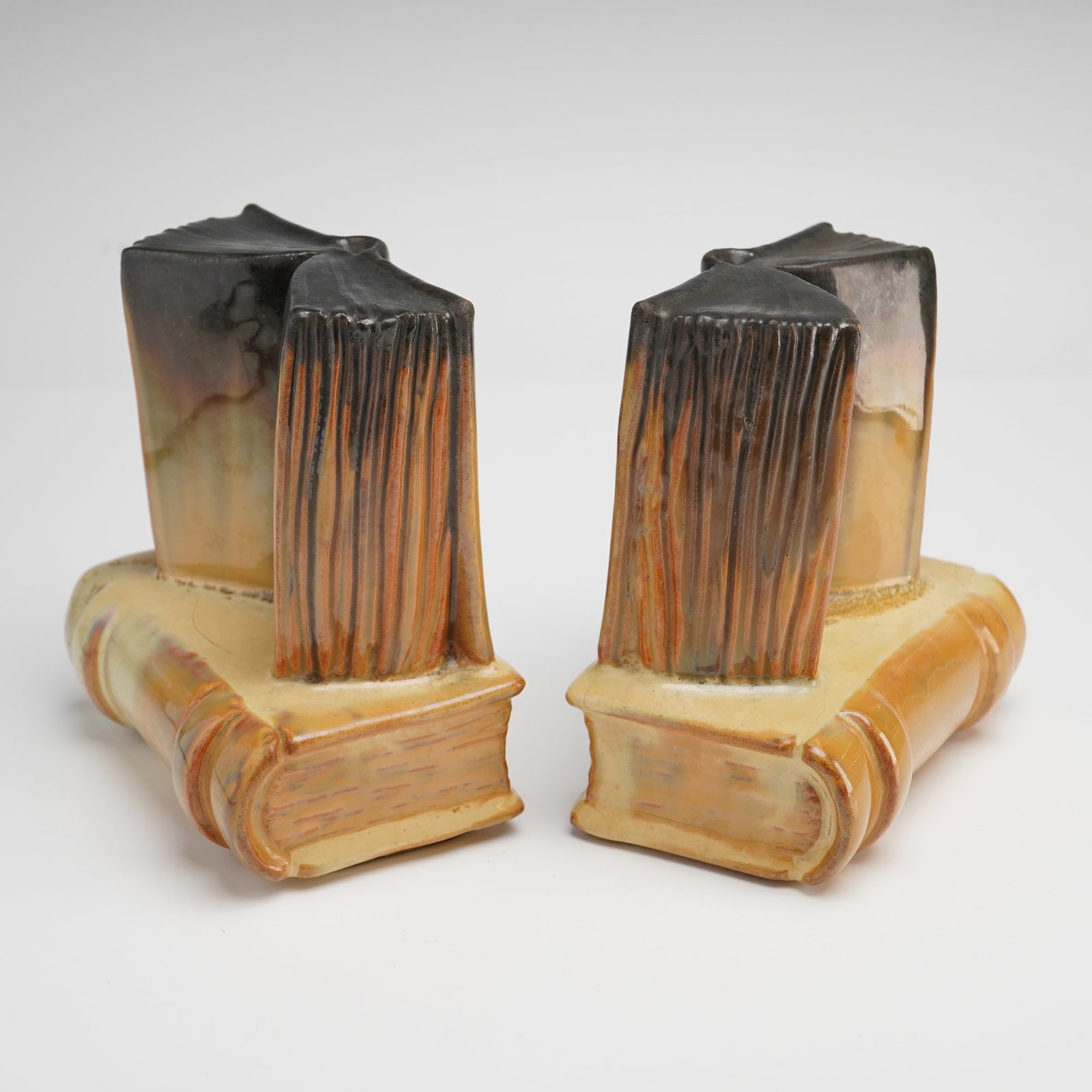 A Pair of Fulper Art Pottery Vasekraft Figural Book Shaped Bookends (1 of 4)