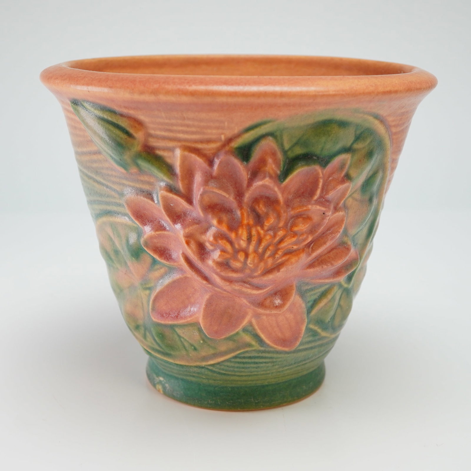 Roseville Water Lily Pink Art Pottery Flower Pot Planter 664-5 (1 of 4)