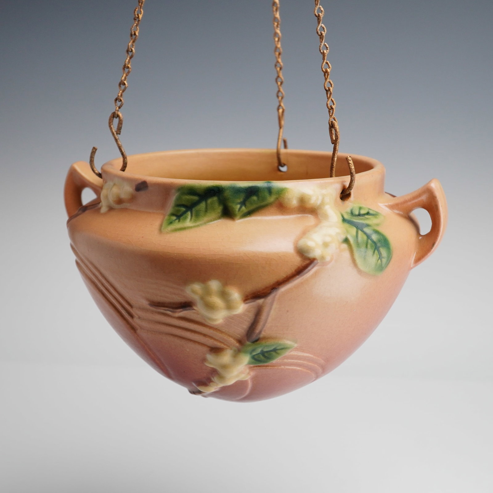 Roseville Pottery Snowberry Hanging Jardiniere with Chain (1 of 4)