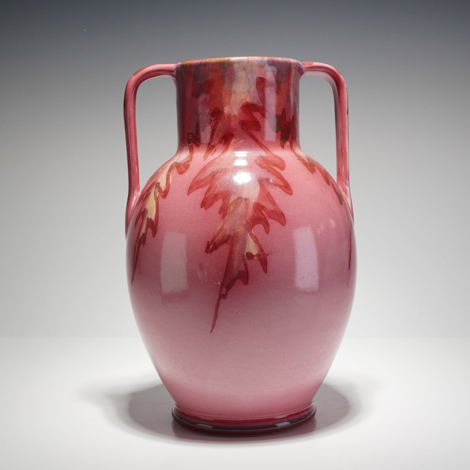 Weller Pottery Juneau Pink Double-Handled Vase (1 of 3)