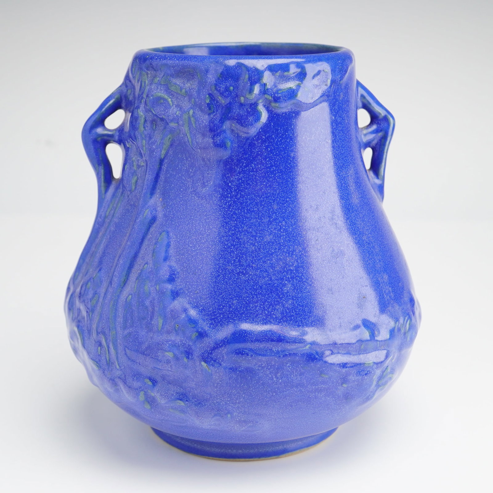 Weller Velva Scenic Two-Handled Blue Pottery Vase (1 of 4)