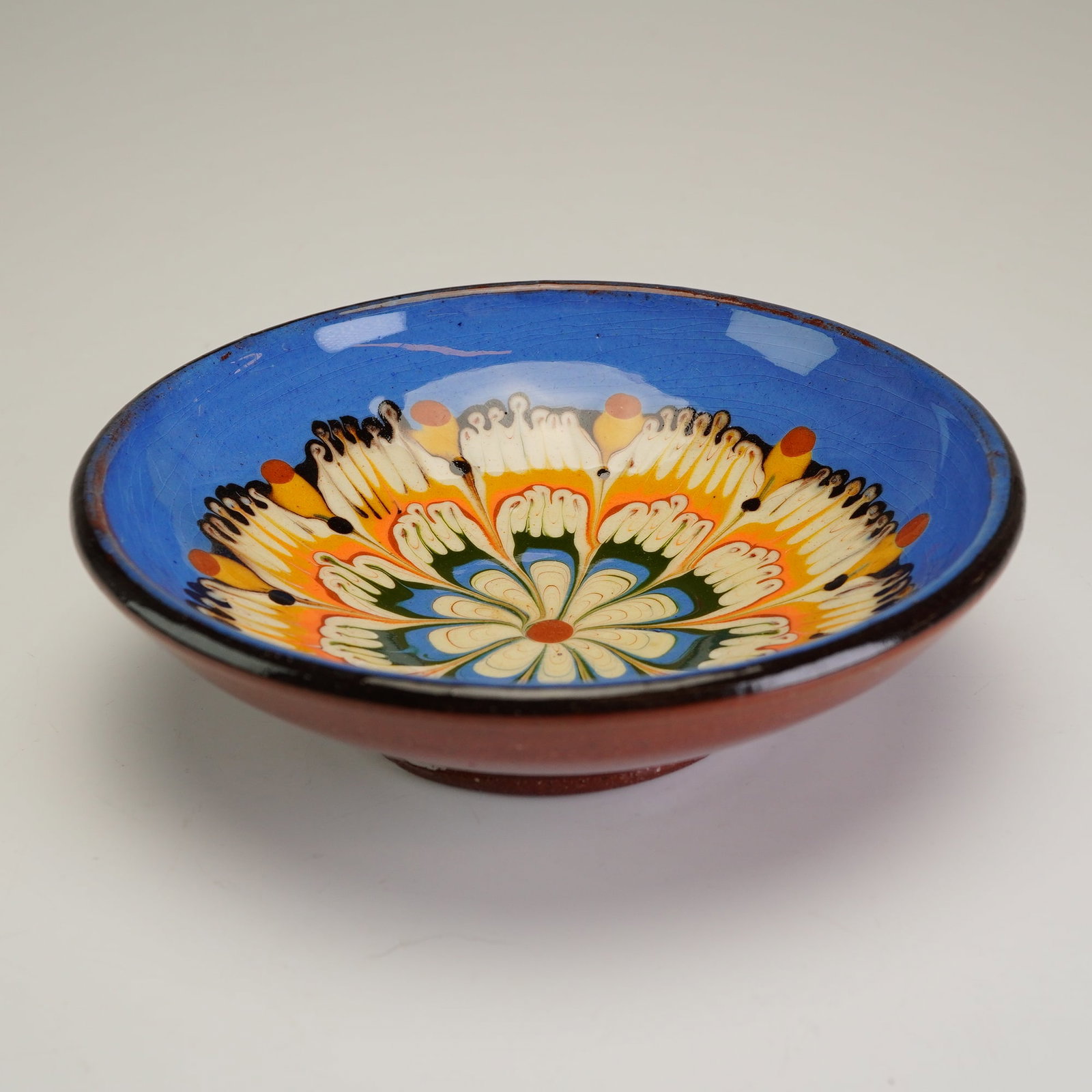 Bulgarian Troyan Style Hand Painted Redware Pottery Bowl (1 of 3)