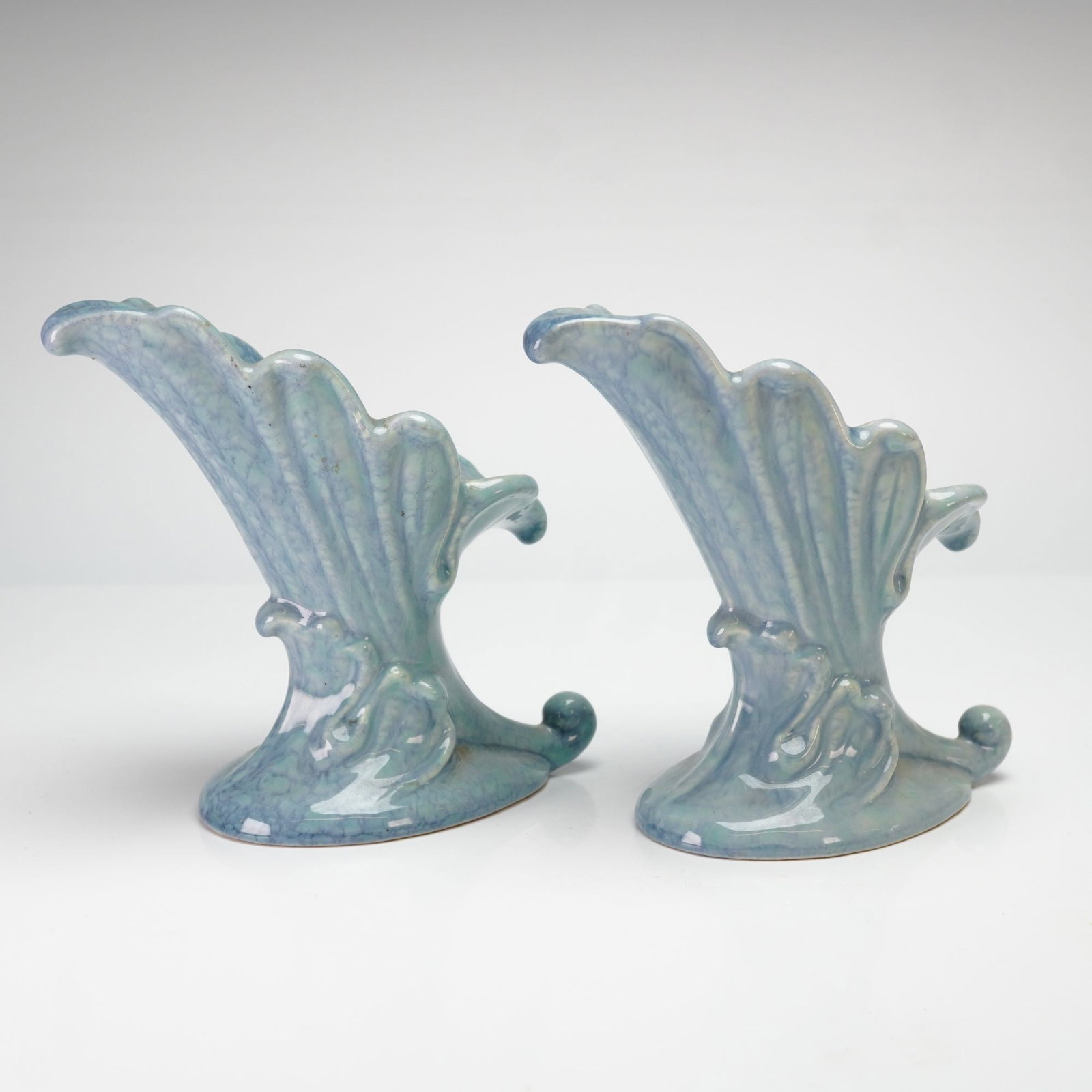 A Pair of Royal Haeger Blue Cornucopia Candlestick Holders (1 of 4)