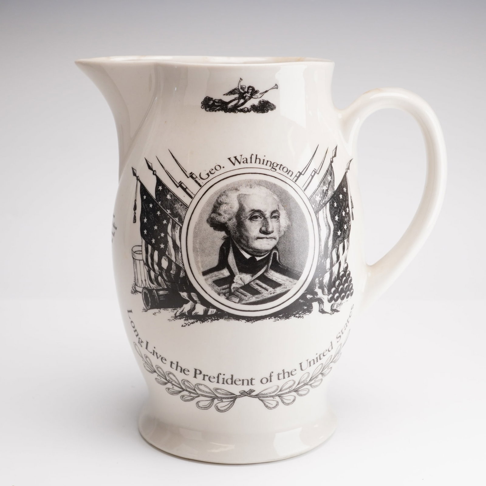 George Washington Liverpool Creamware Pitcher with Portrait and Names of States (1 of 4)
