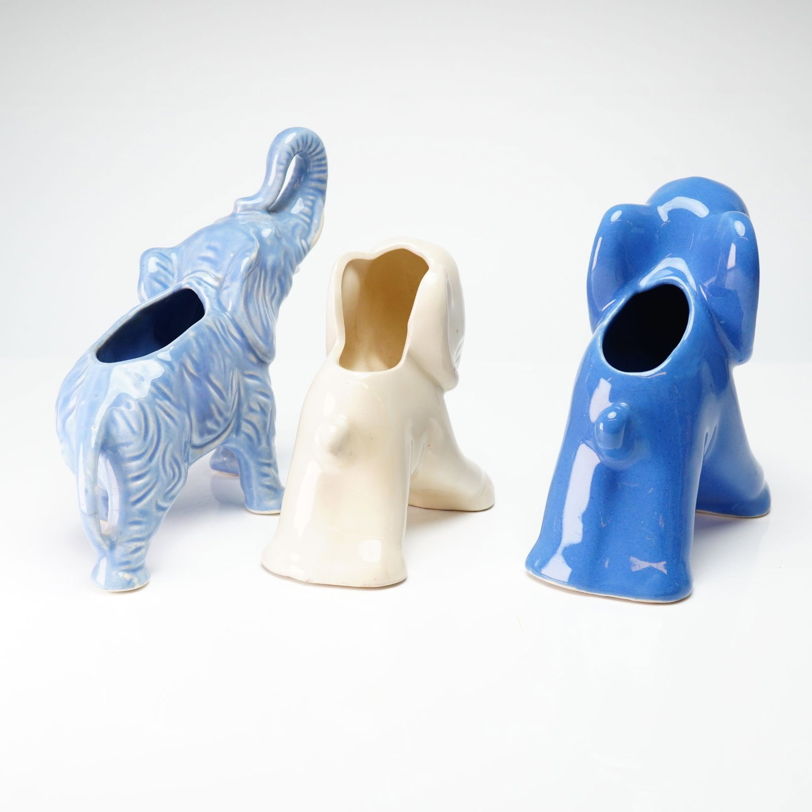 Three Ceramic Elephant Planters - 2
