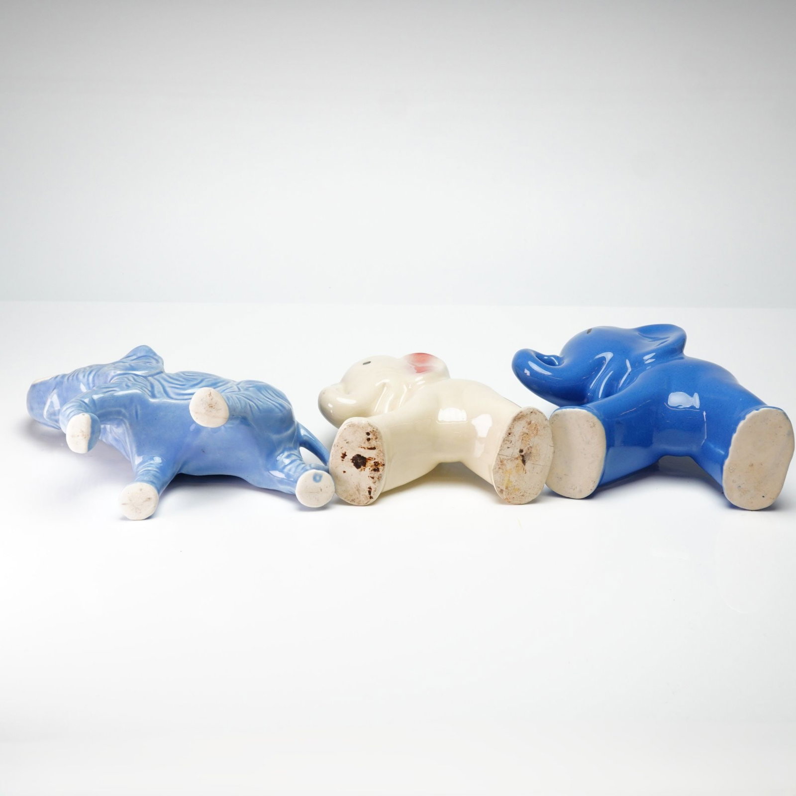 Three Ceramic Elephant Planters - 3