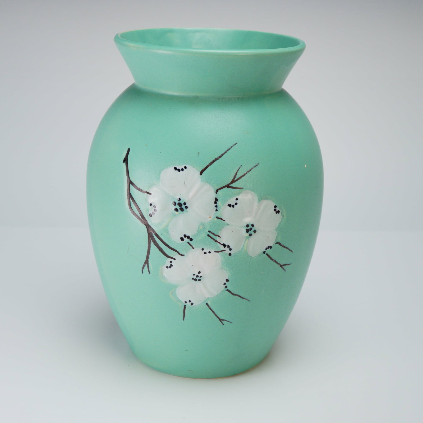 McCoy Spring Wood Blossom Art Pottery Vase, Seafoam Green, c. 1950s (1 of 3)