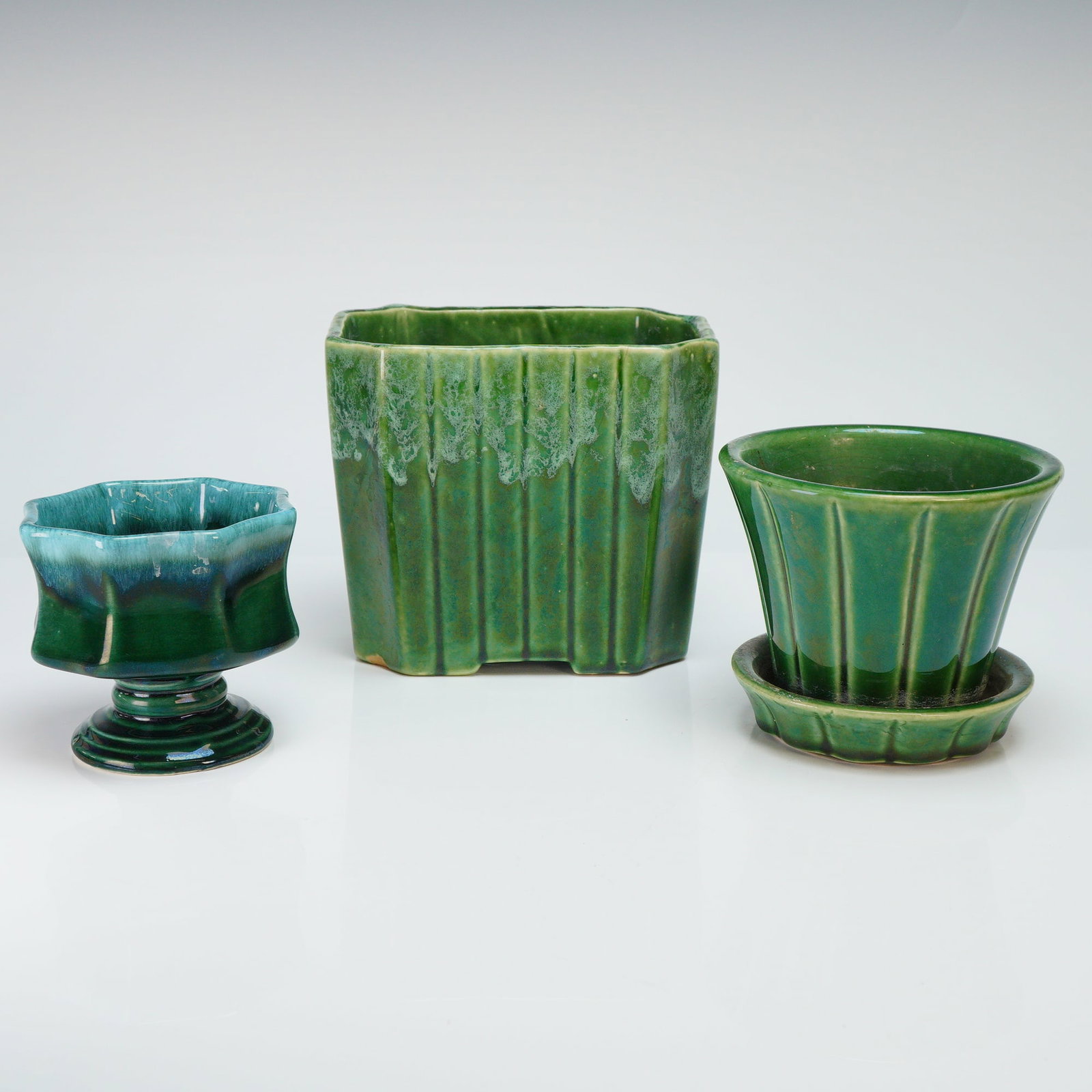 3pc McCoy, Hull, and Upco Green American Art Pottery Planters (1 of 2)