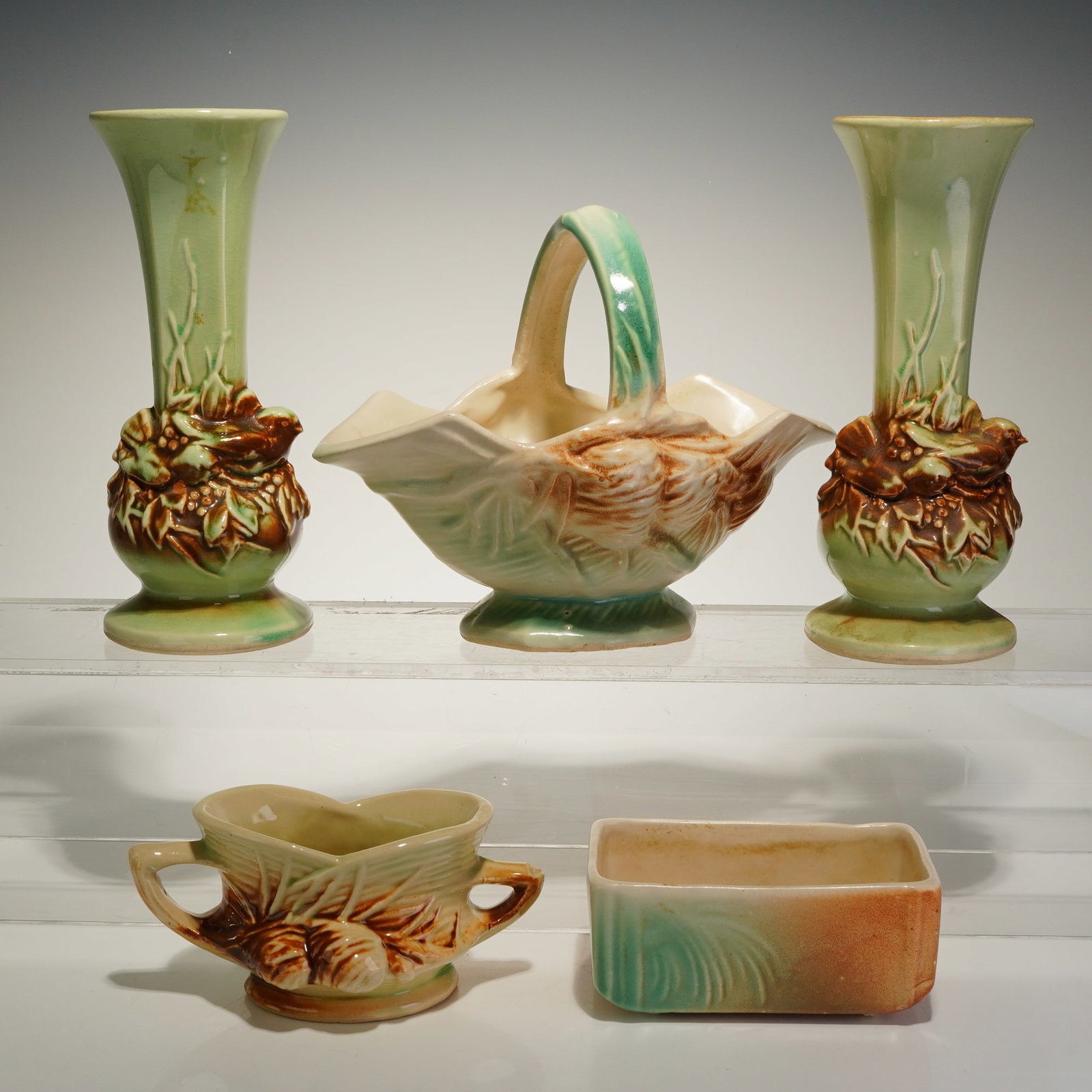 5pc McCoy Pottery Planters and Vases (1 of 3)