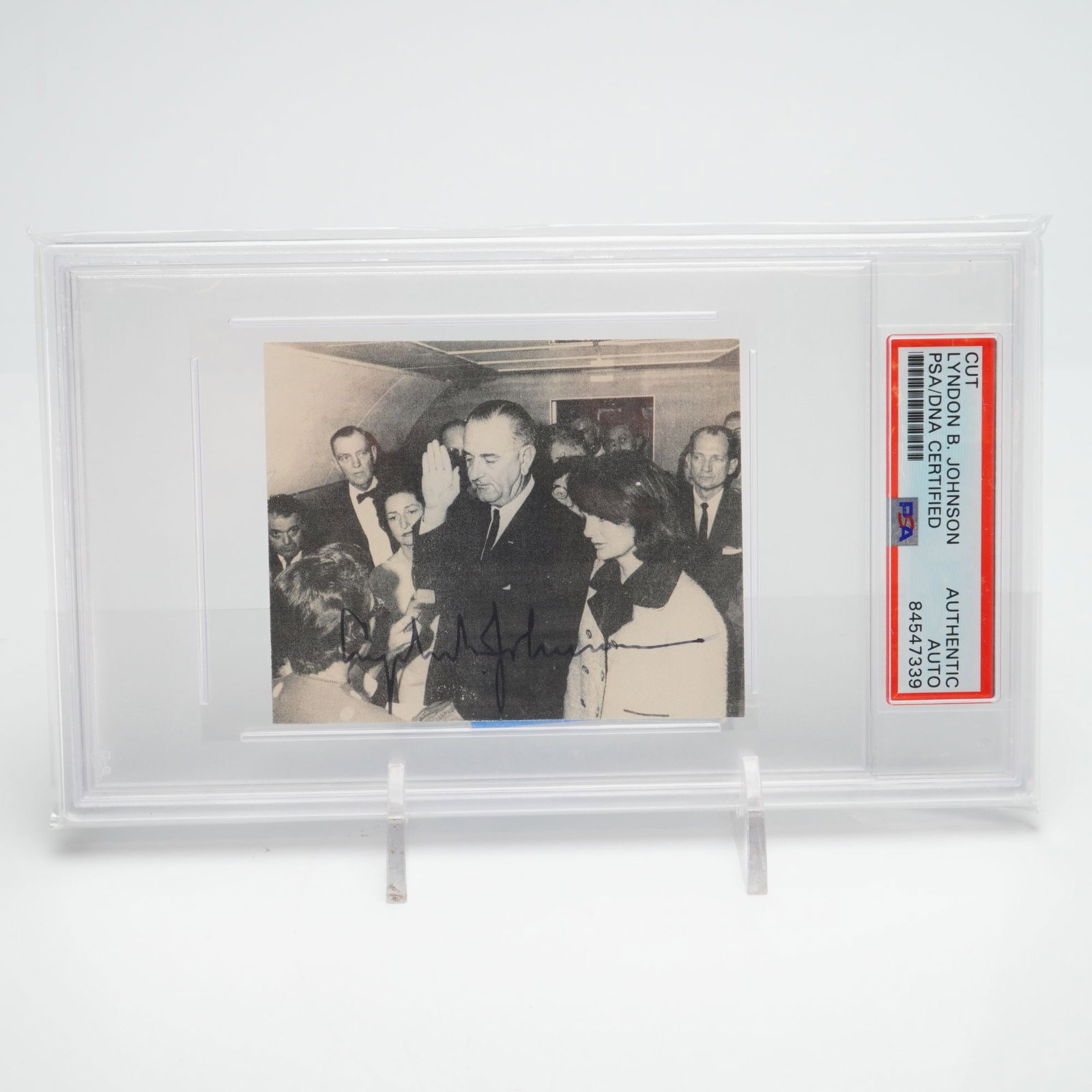 President Lyndon Johnson Signed Cut Display JFK Assassination Image PSA/DNA (1 of 3)