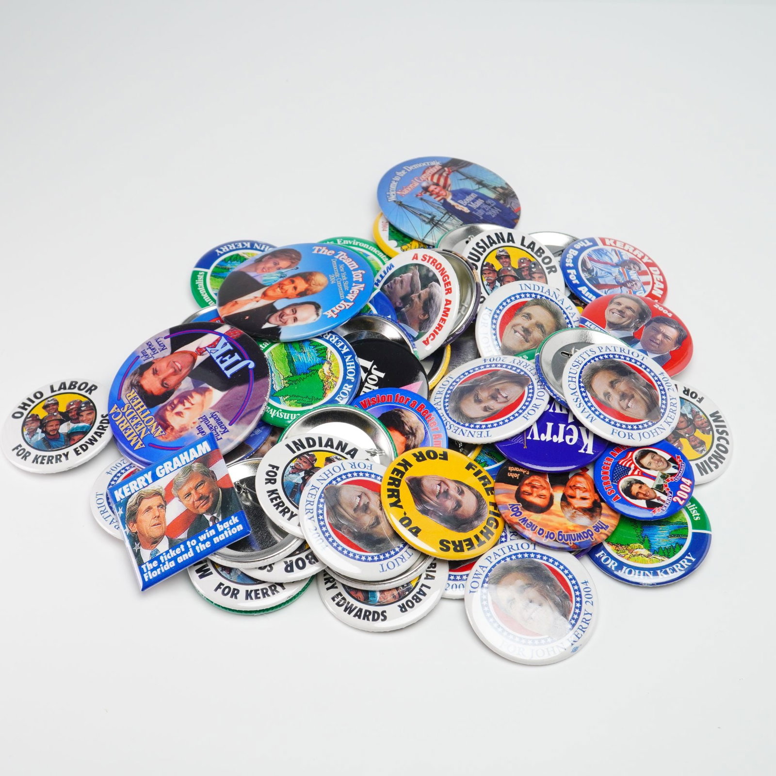 A Collection of Approximately 40 John Kerry and John Edwards 2004 Presidential Campaign Pin-Back (1 of 3)