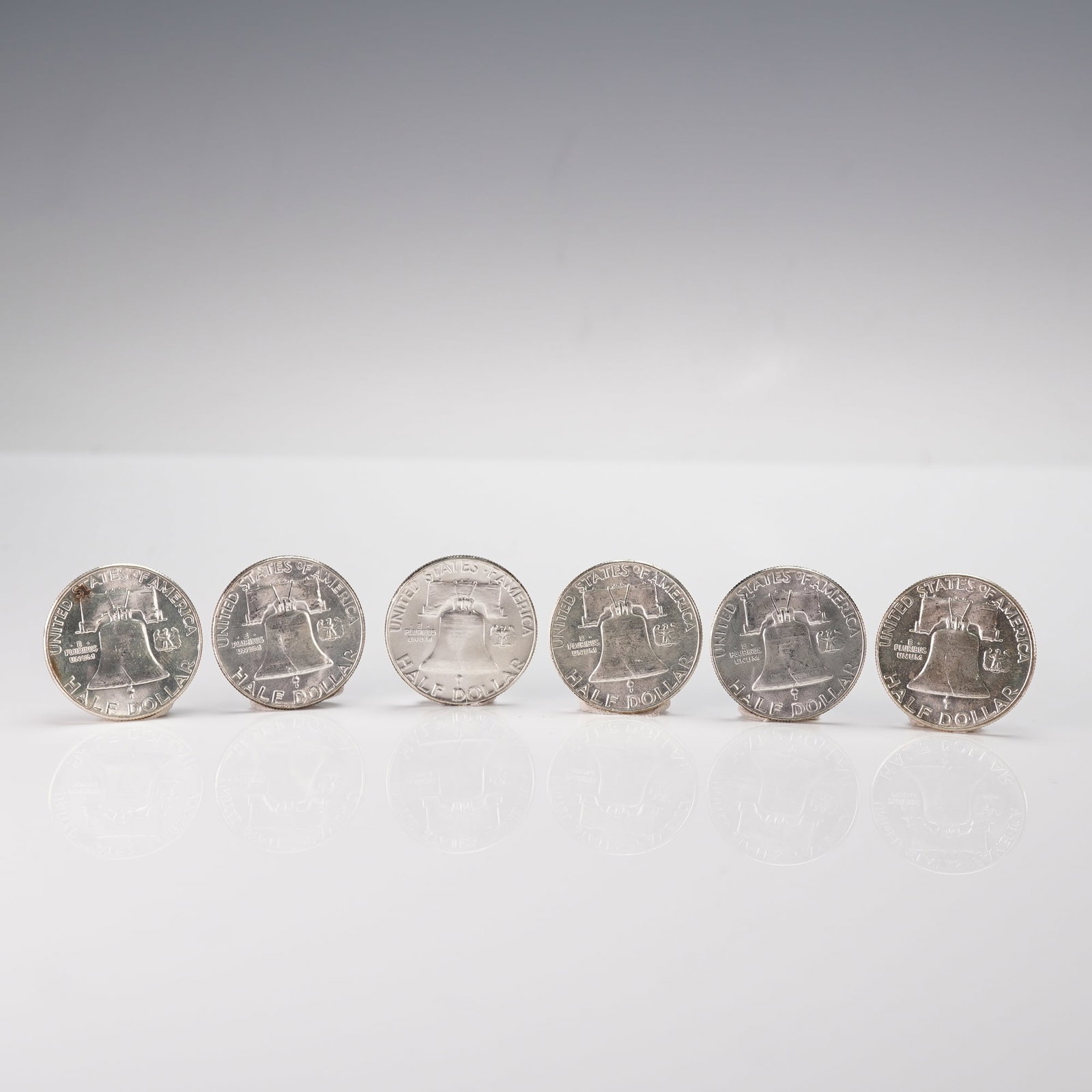 6pc 1954 to 1961 Franklin Half Dollar Coins (1 of 4)