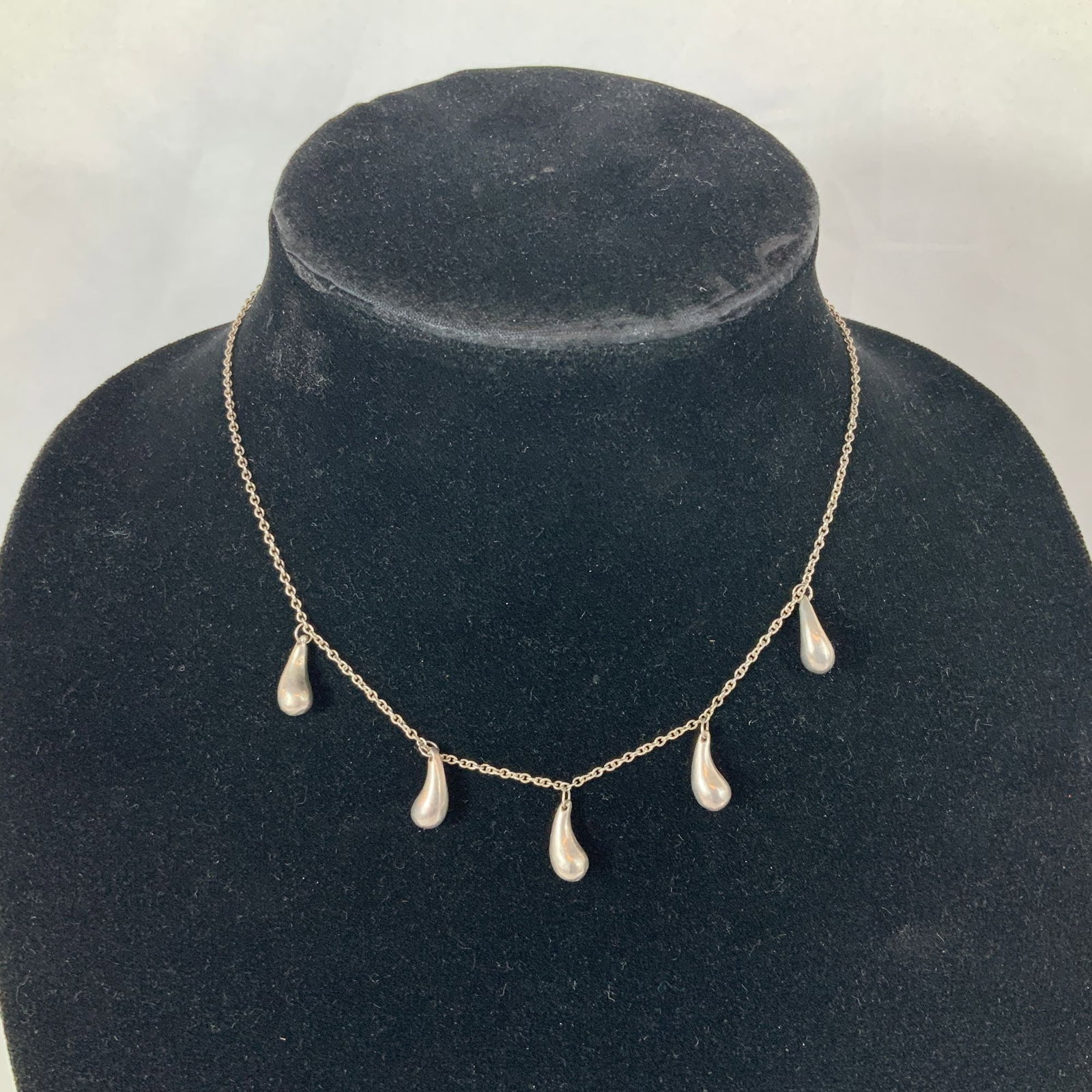 Tiffany and Co. Elsa Peretti Sterling Silver 5 Teardrop Necklace (1 of 3)