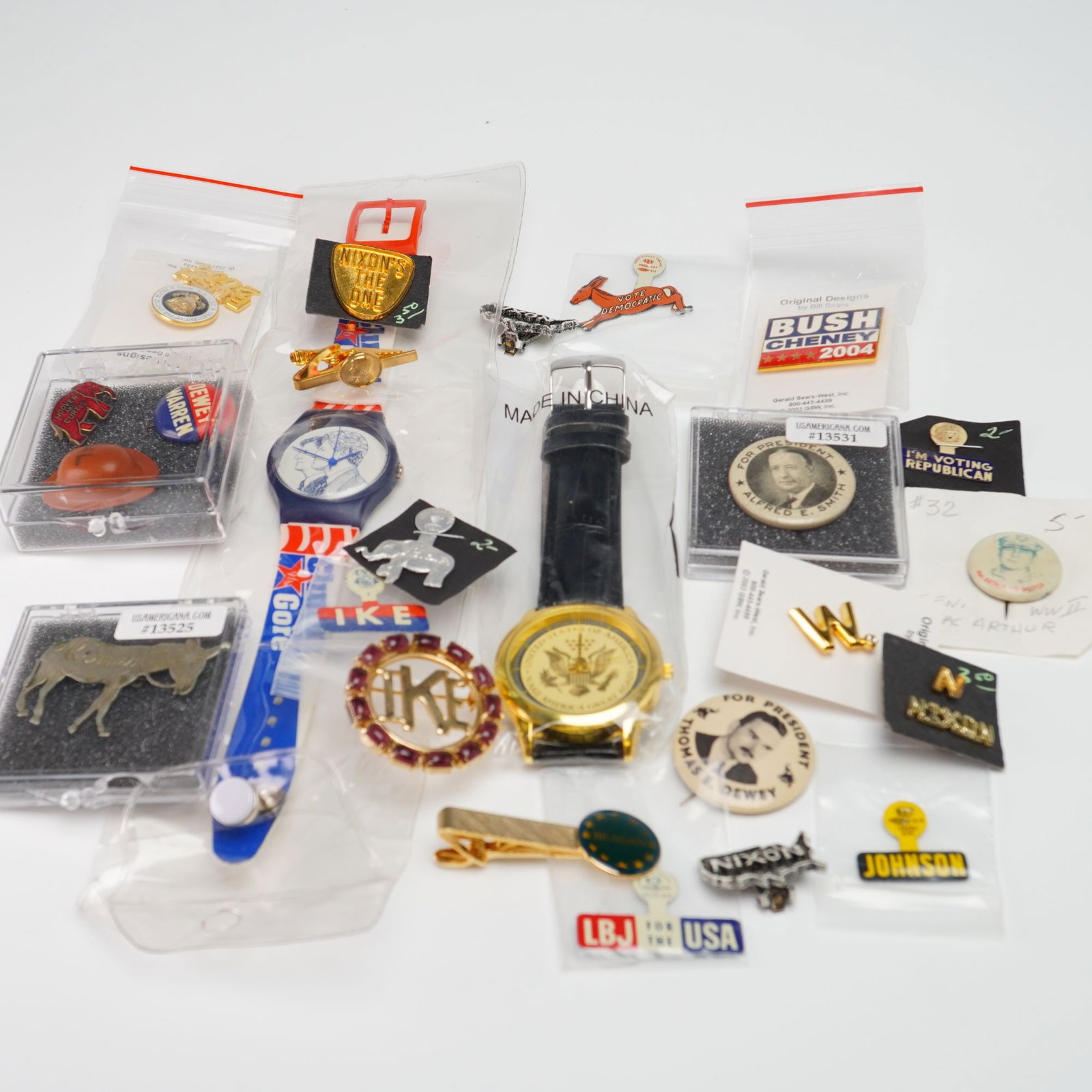 A Collection of American Political Memorabilia and Miscellaneous Pol Items Including Watches and (1 of 4)