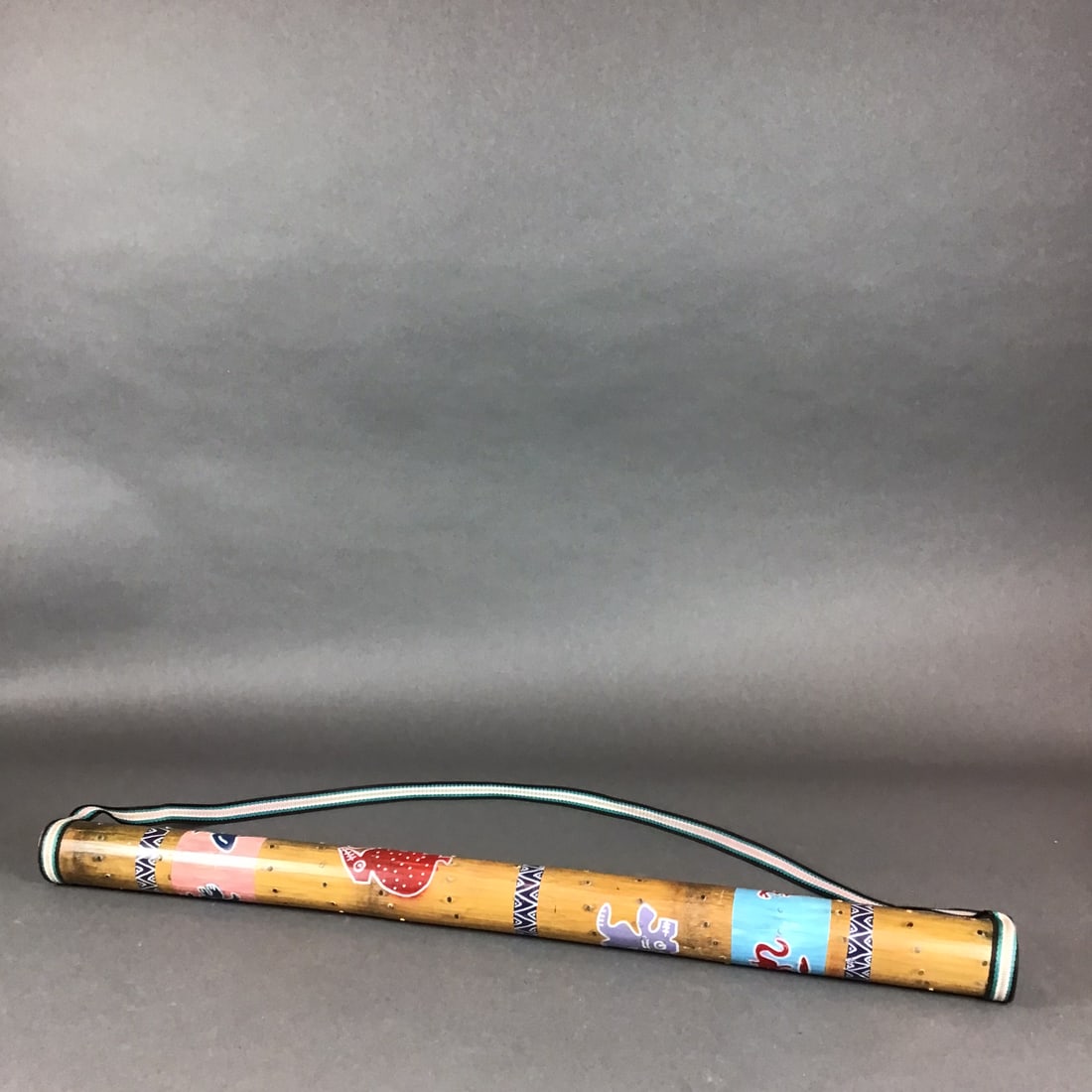 Hand Painted Bamboo Rainstick with Woven Textile Strap (1 of 3)