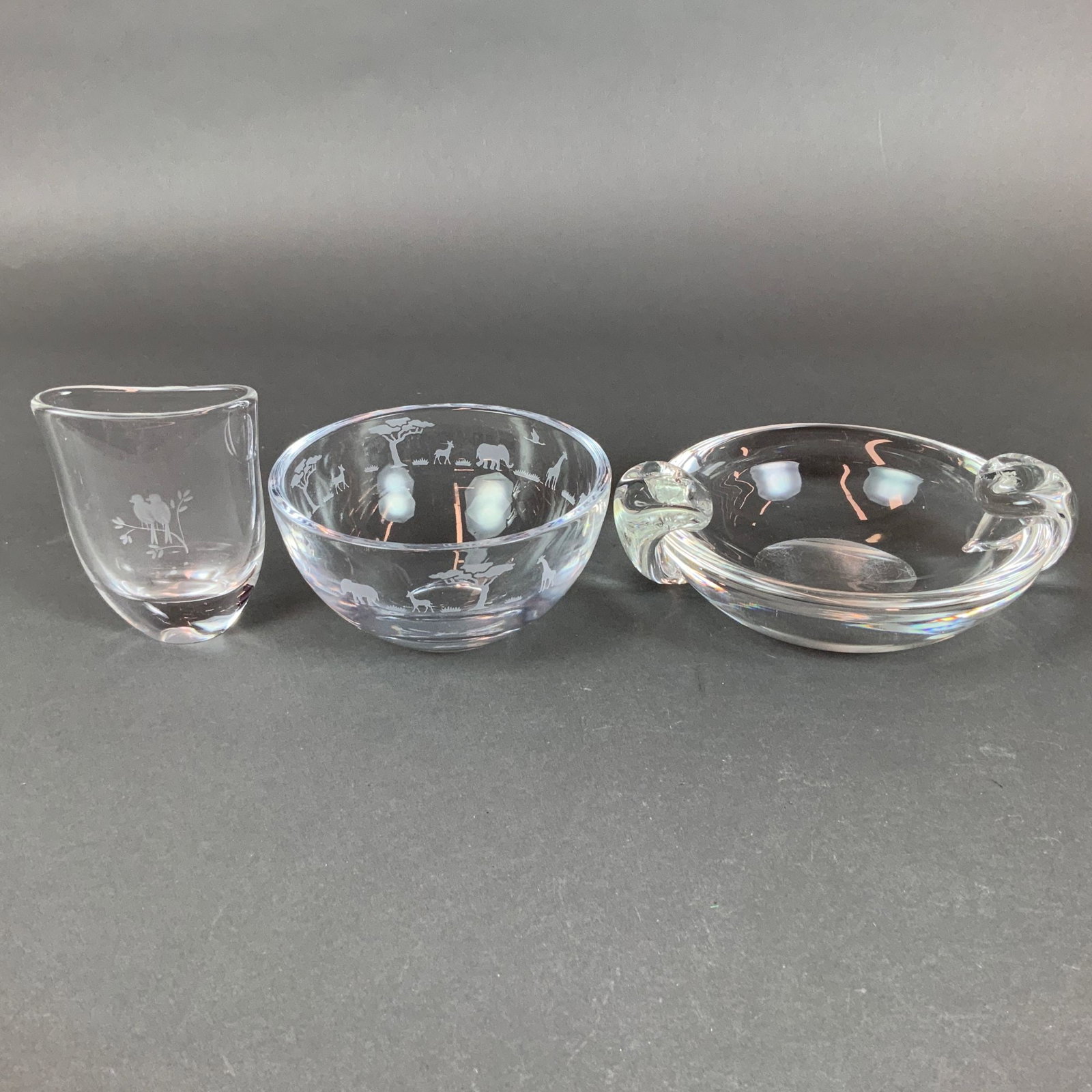 3pc Steuben and Orrefors Colorless Glass Bowls and Vase (1 of 6)