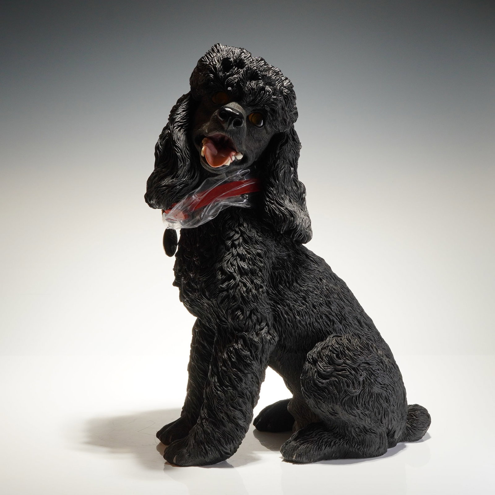 Country Artist Hand-Crafted Black Poodle Sculpture, Freddie Poodle-Black (1 of 6)