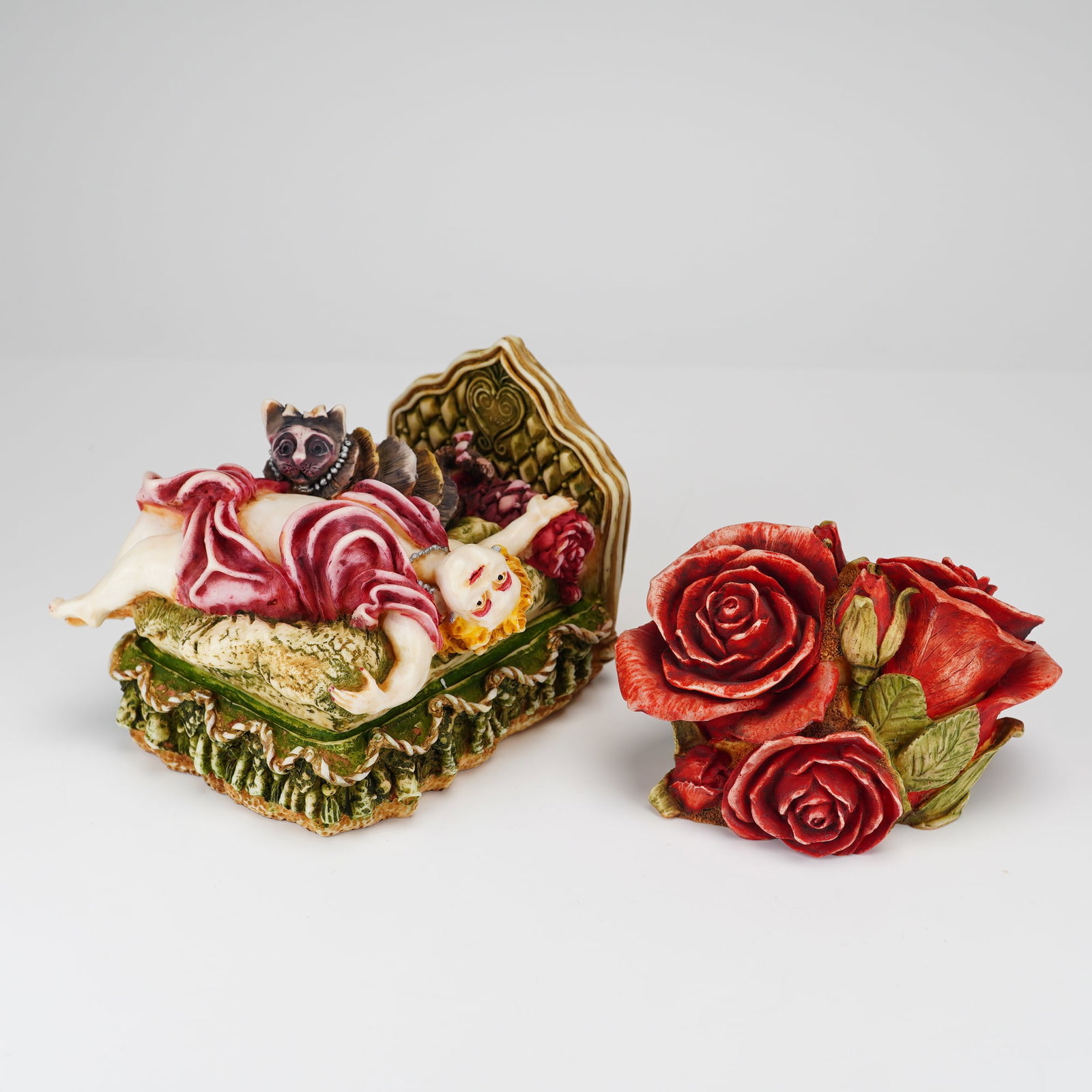 Two Harmony Kingdom Boxes, Justine and Catt and Double Red Rose (1 of 5)