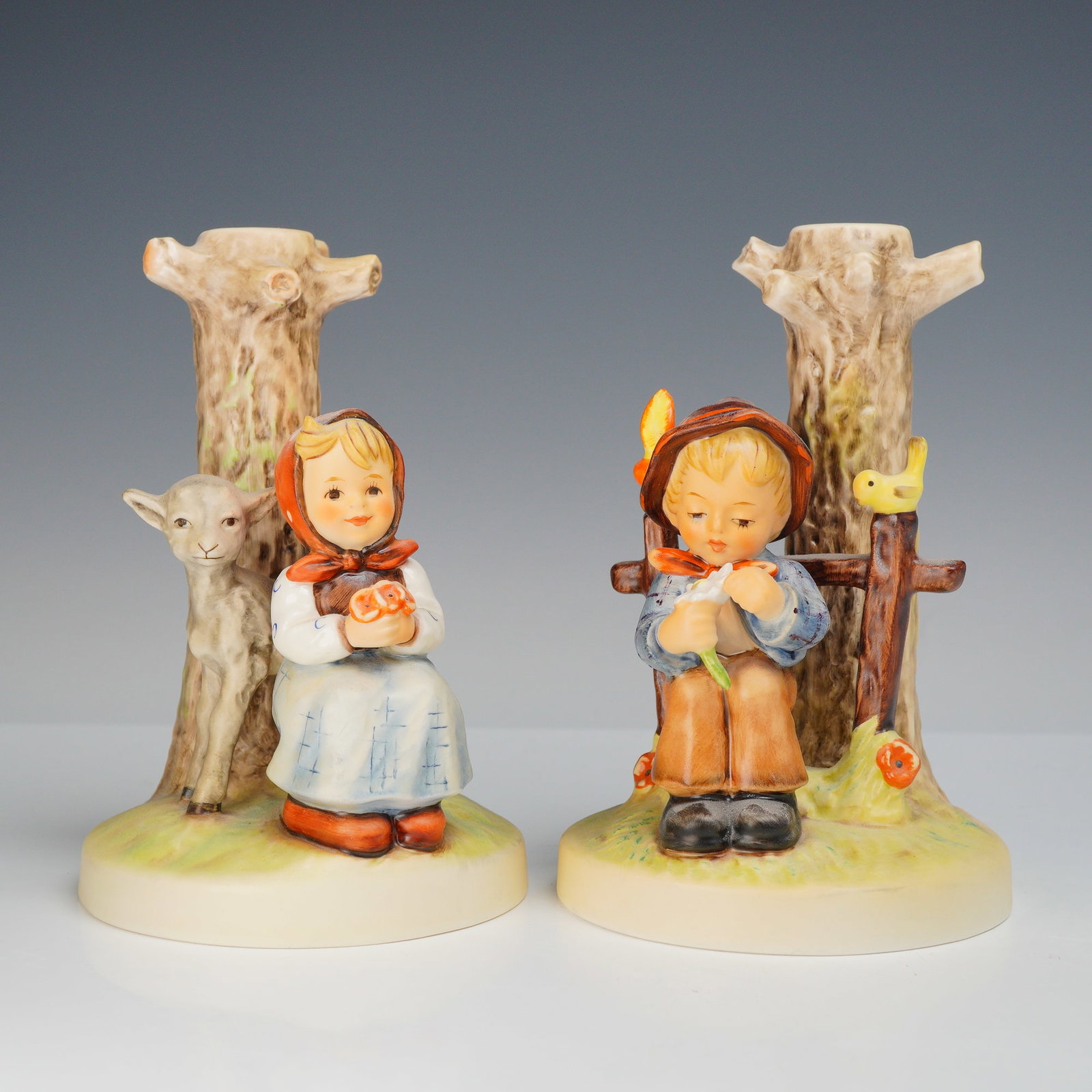 A Pair of Goebel Hummel Ceramic Candle Holders Models 115 and 116 (1 of 3)