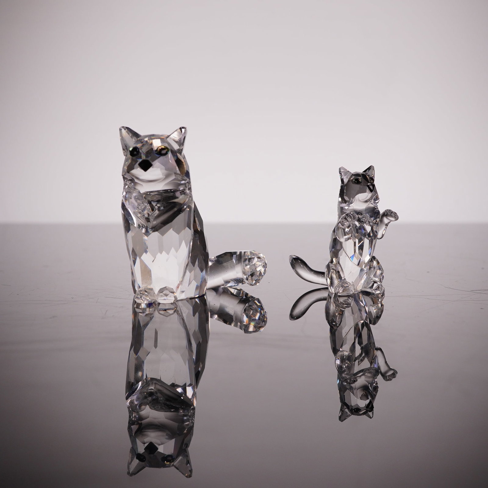 Swarovski Silver Crystal Cat and Kitten Figurines (1 of 5)