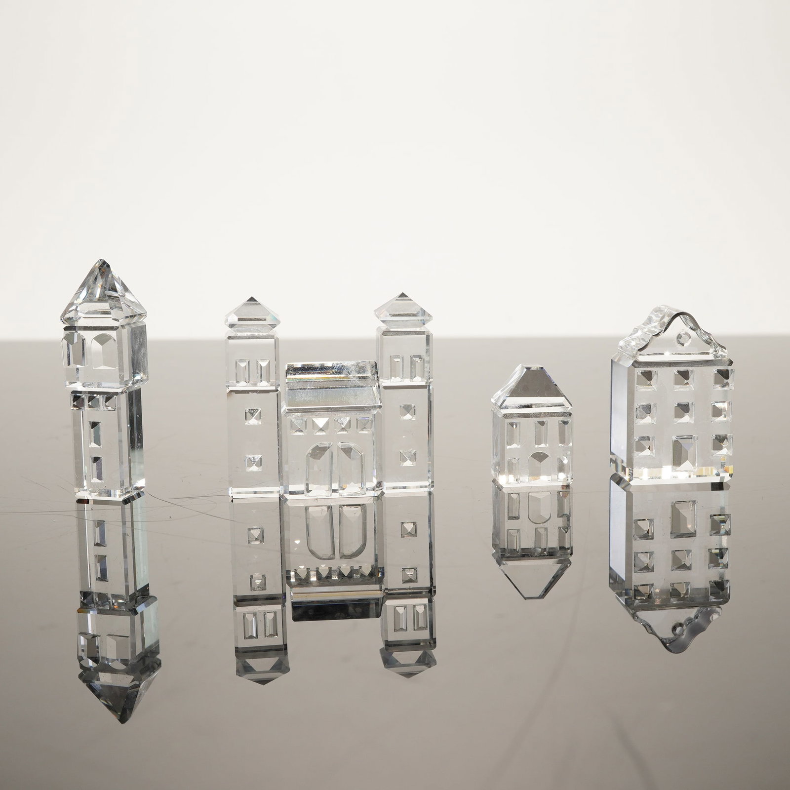 Swarovski Silver Crystal City Figurines, Houses, Tower, and City Gate (1 of 4)