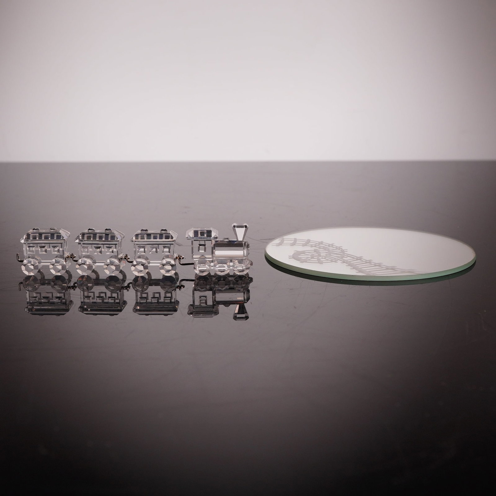 Swarovski Silver Crystal Miniature Train Figurine Set, Late 20th Century. (1 of 6)