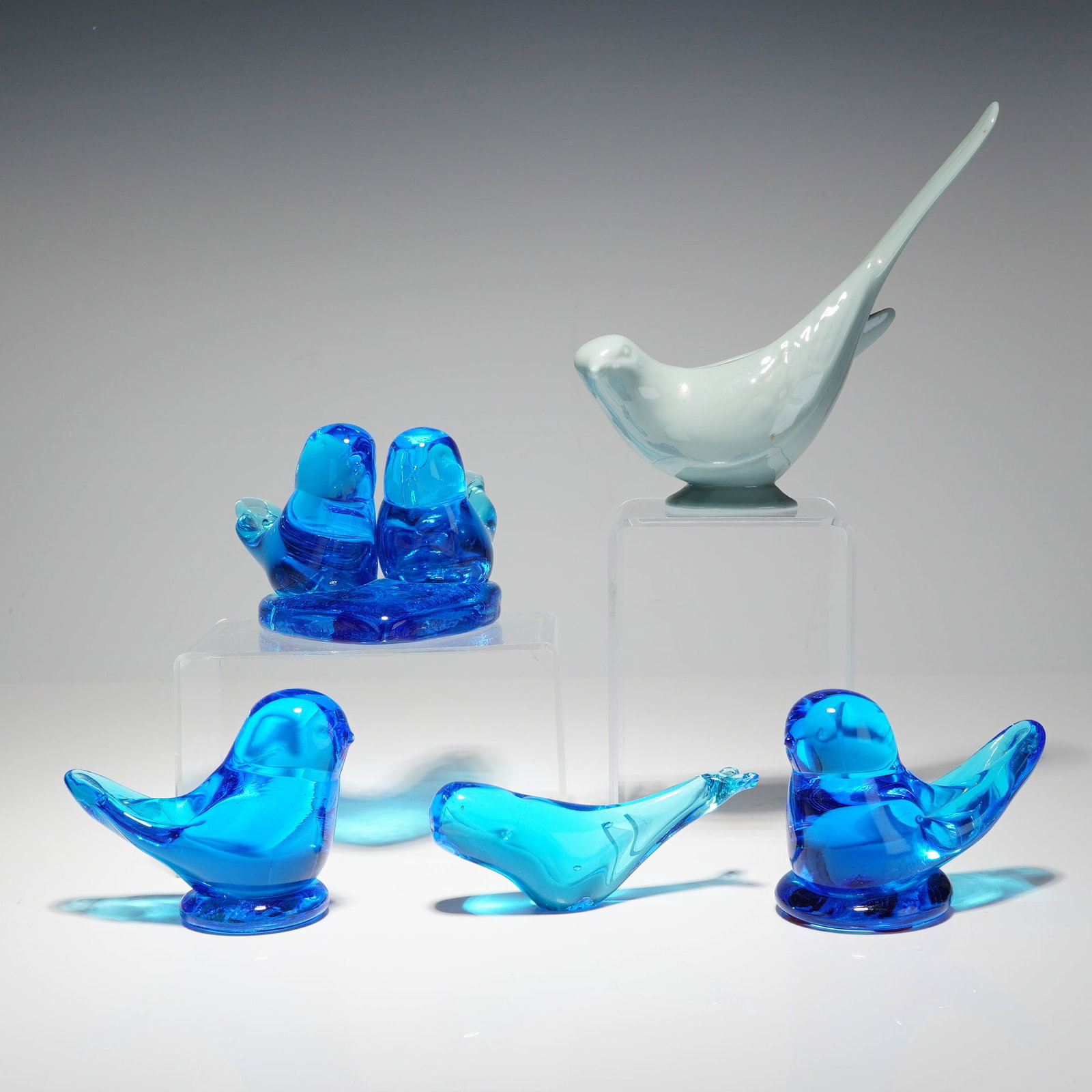 5pc Terra Studios and Lenox, Bluebird of Happiness, Cobalt and Celadon, Animal Figurines (1 of 7)