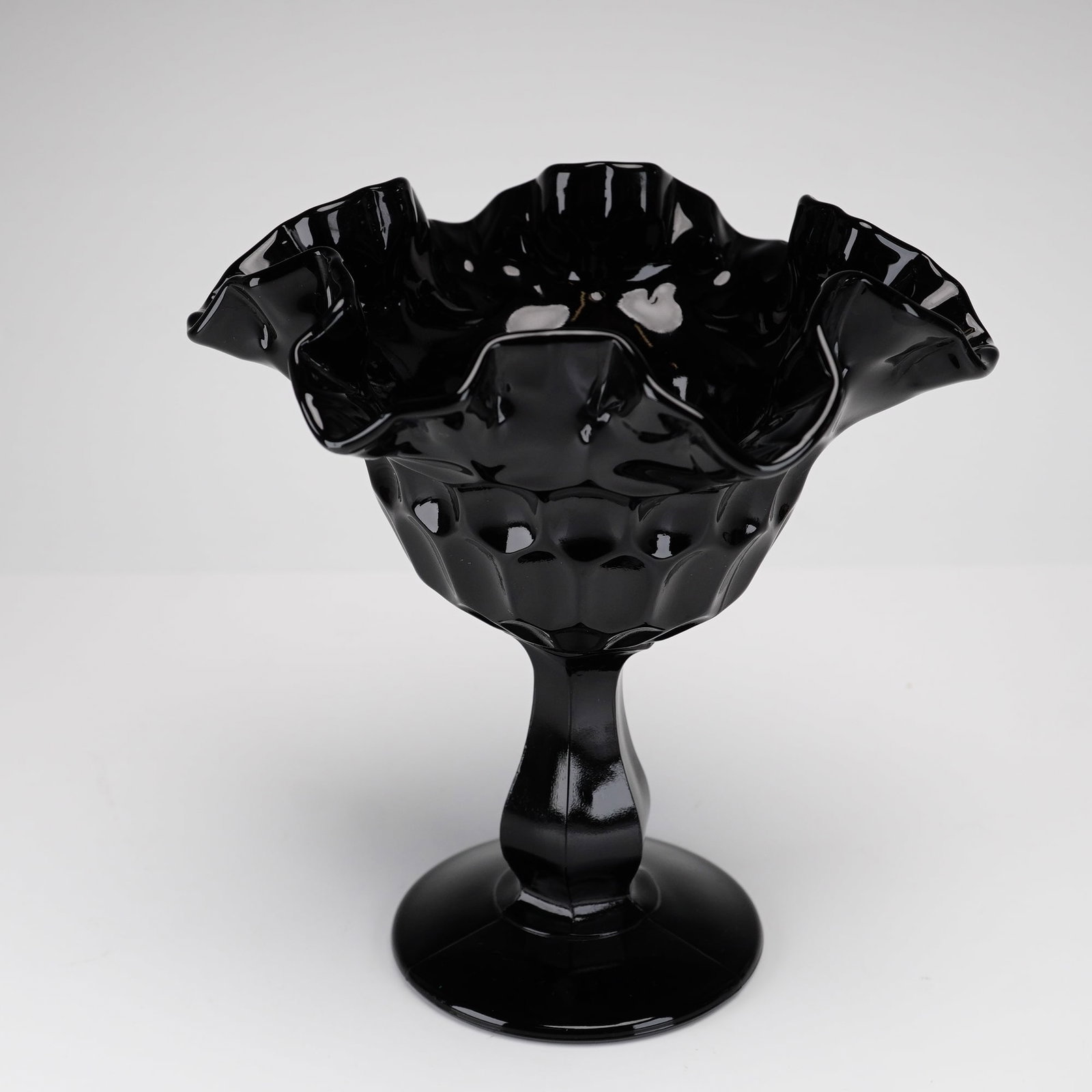 Fenton Thumbprint Pattern Black Glass Candy Dish (1 of 3)