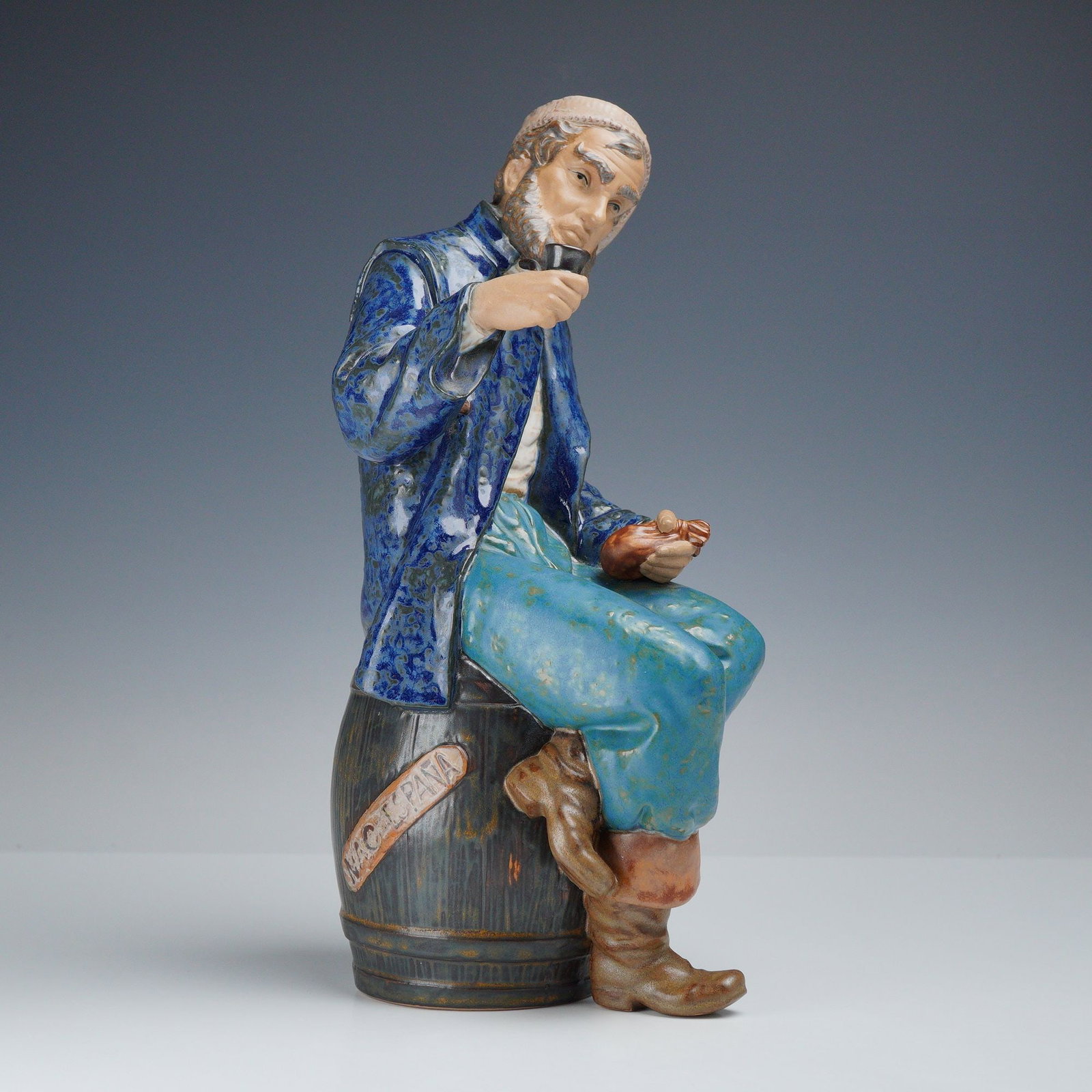 Nao by Lladro Gres Figurine Fisherman with Pipe on Barrel (1 of 3)