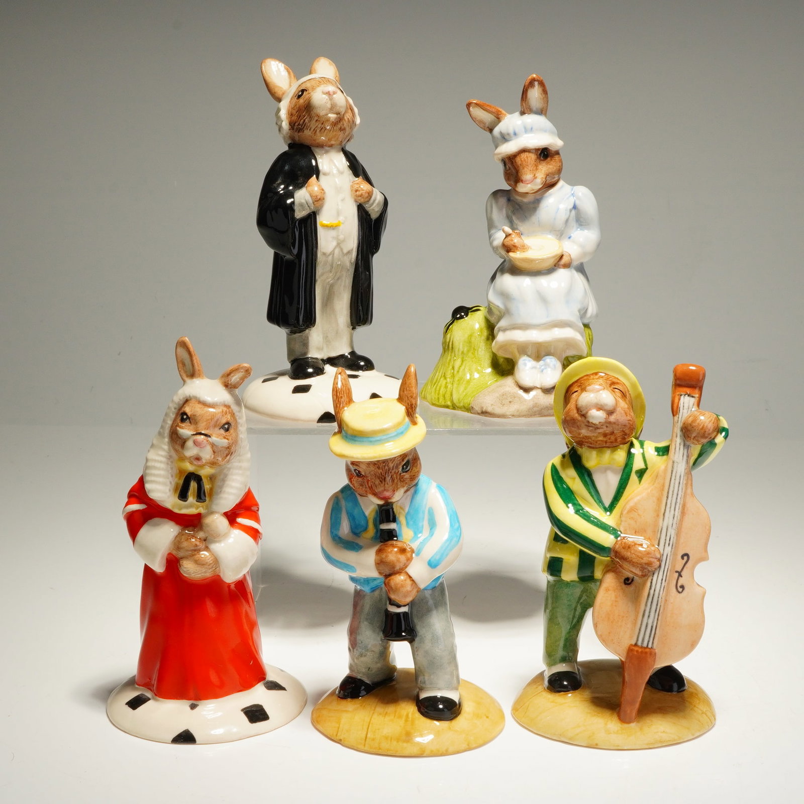5pc Royal Doulton Bunnykins Little Miss Muffet Lawyer Judge Double Bass (1 of 5)