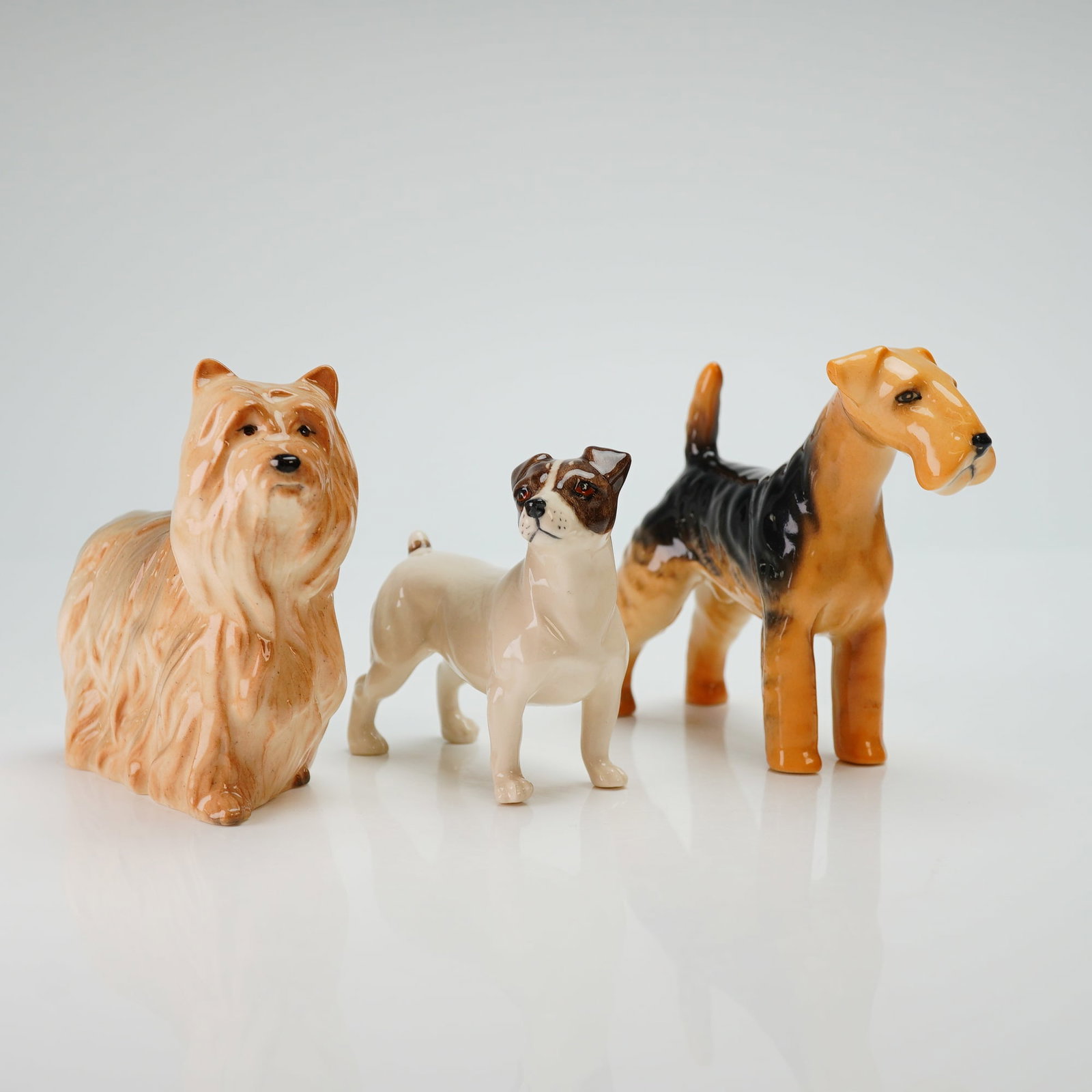 Three Beswick Pottery Dog Figurines, Yorkshire, Jack Russell, Airedale (1 of 4)