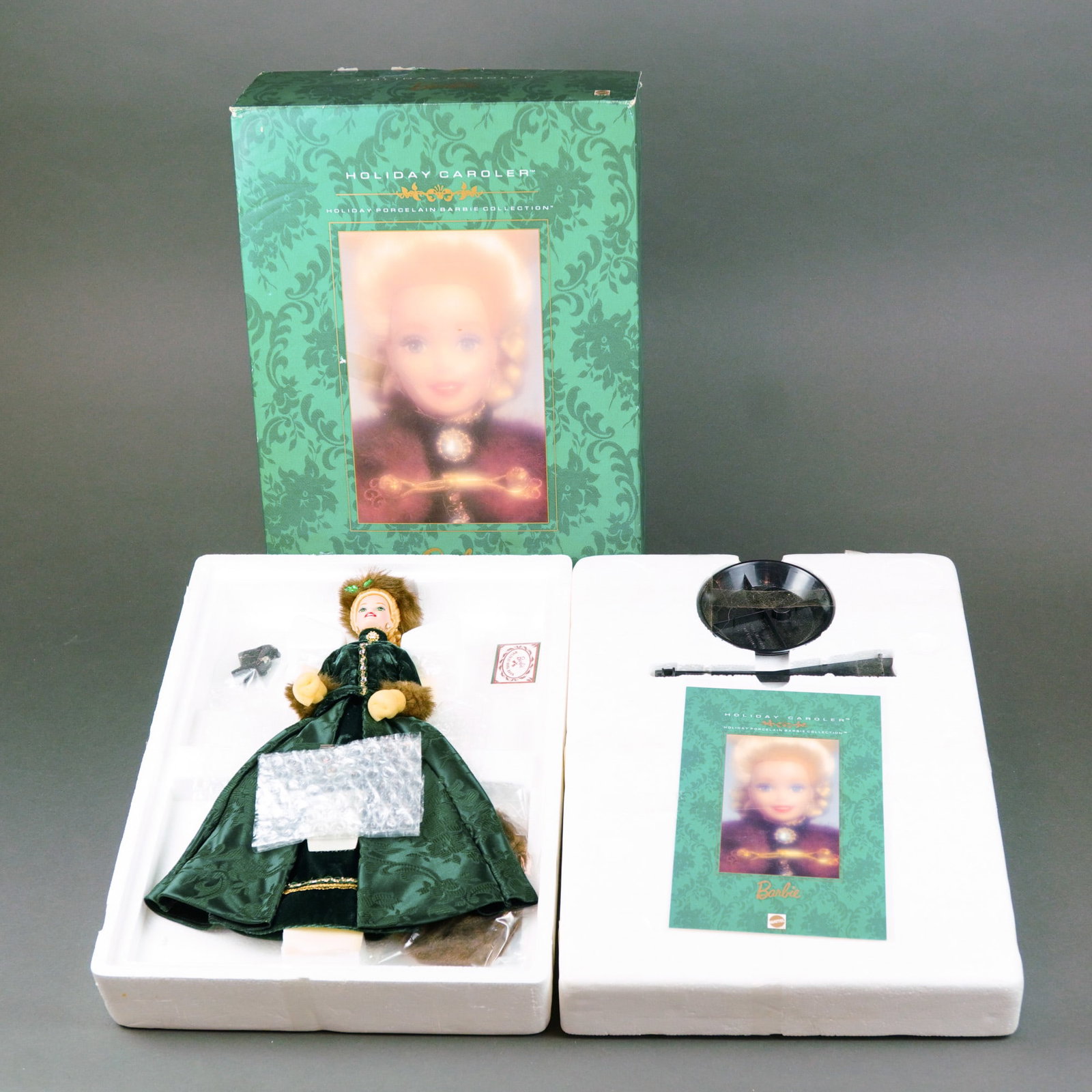 Mattel Holiday Caroler Holiday Porcelain Barbie Doll in Box (1 of 3)