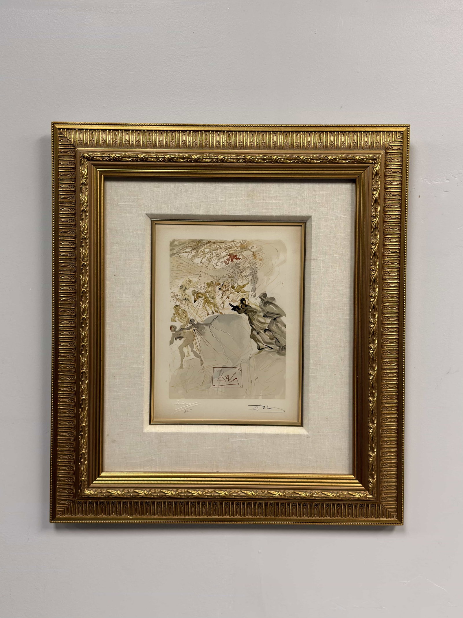 After Salvador Dali (Spanish, 1904-1989) Color Wood Engraving, Divine Comedy, Signed (1 of 6)