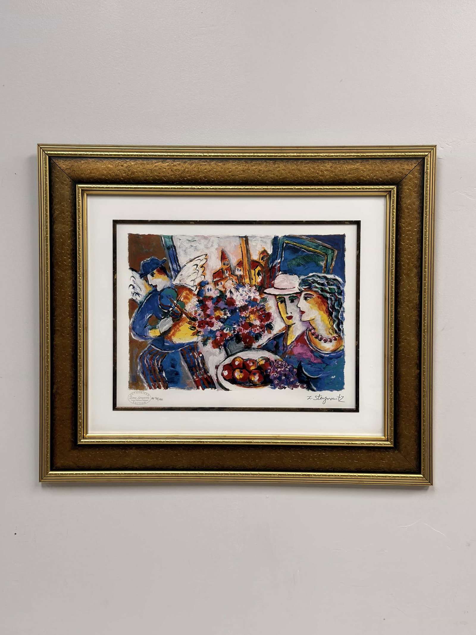 Zamy Steynovitz (Polish 1951-2000) Seriolithograph, Winged Violinist (1 of 6)