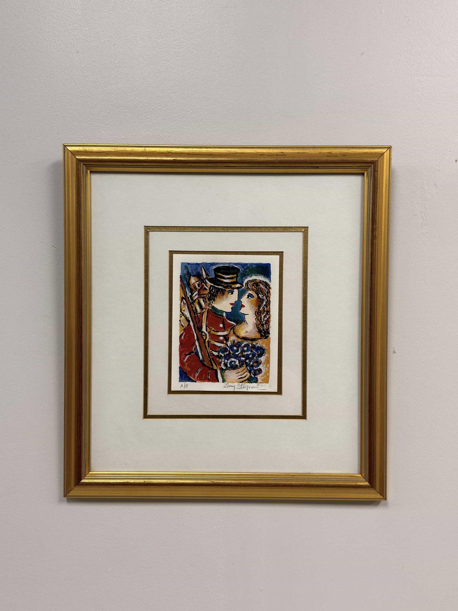 Zamy Steynovitz Hand Signed Artist Proof Serigraph Small Figures Soldier and Woman, Signed (1 of 6)