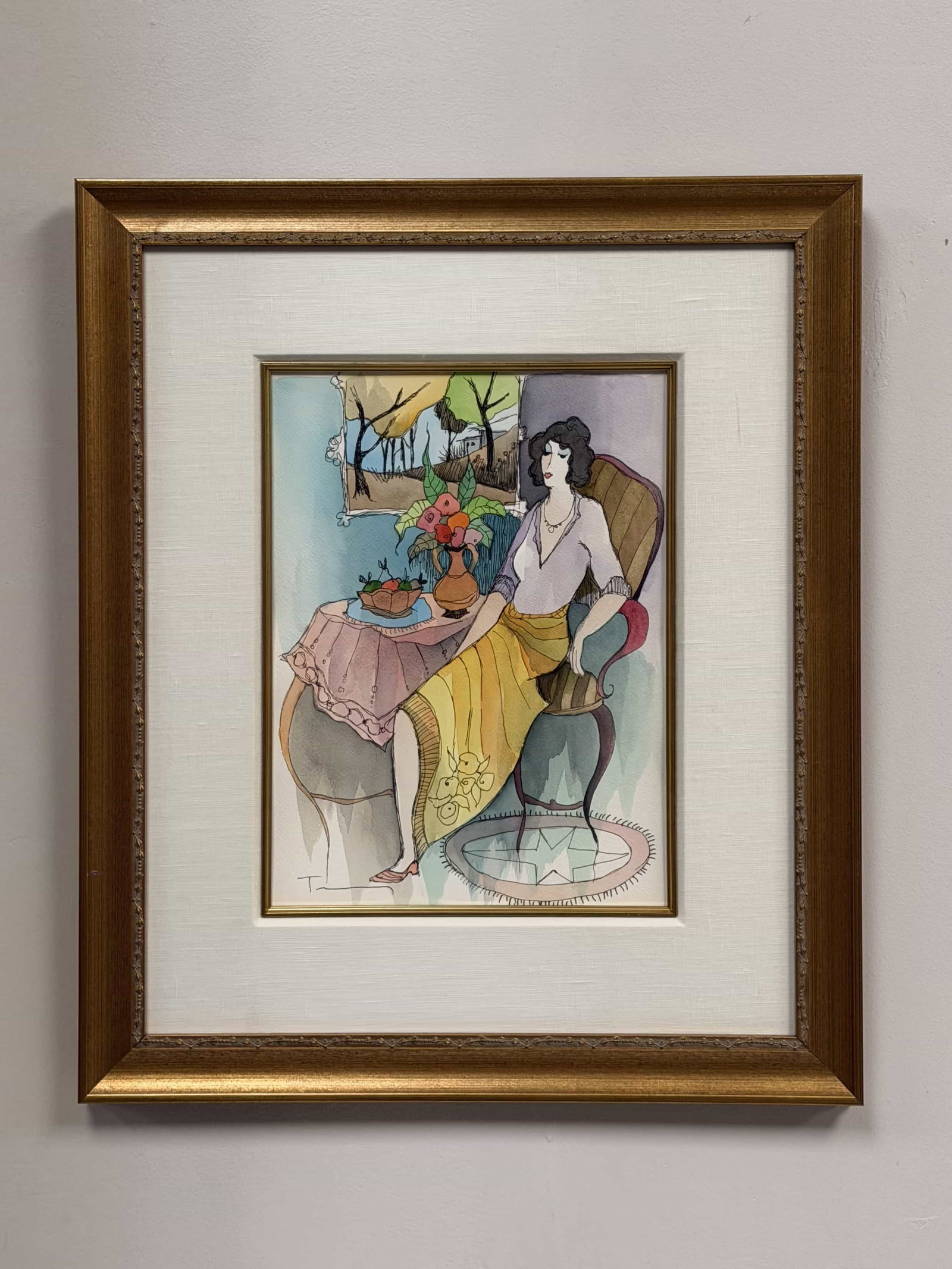 Itzchak Tarkay (Israeli, 1935-2012) Les Repos de Femme Mixed Media Watercolor on Wove Paper, Signed (1 of 6)