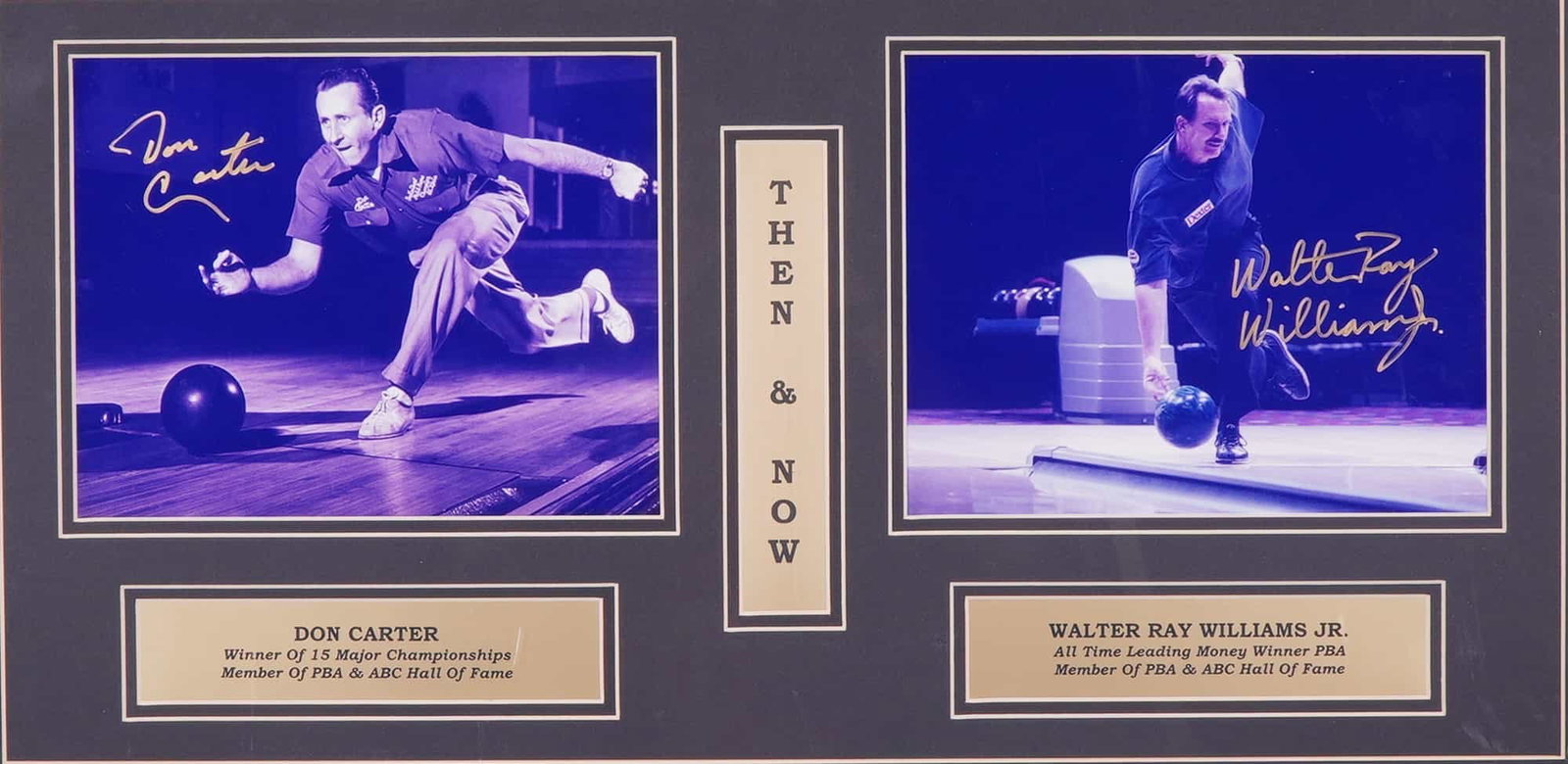 Don Carter & Walter Ray Williams Then & Now Framed Bowling Display, Signed (1 of 6)