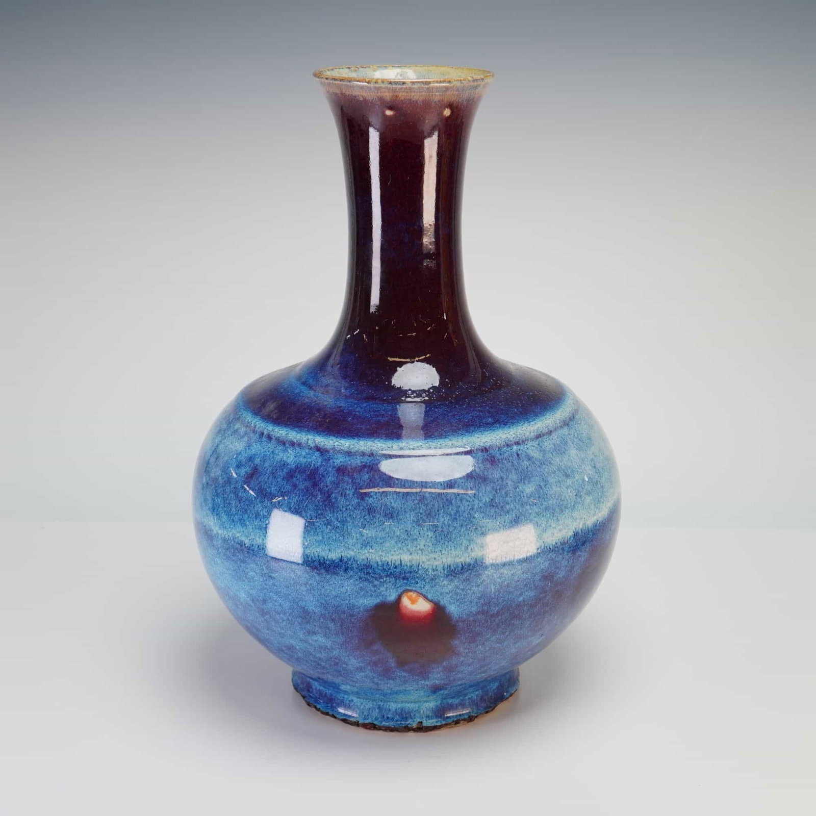 Chinese Flambe Glazed Porcelain Bottle Vase (1 of 3)