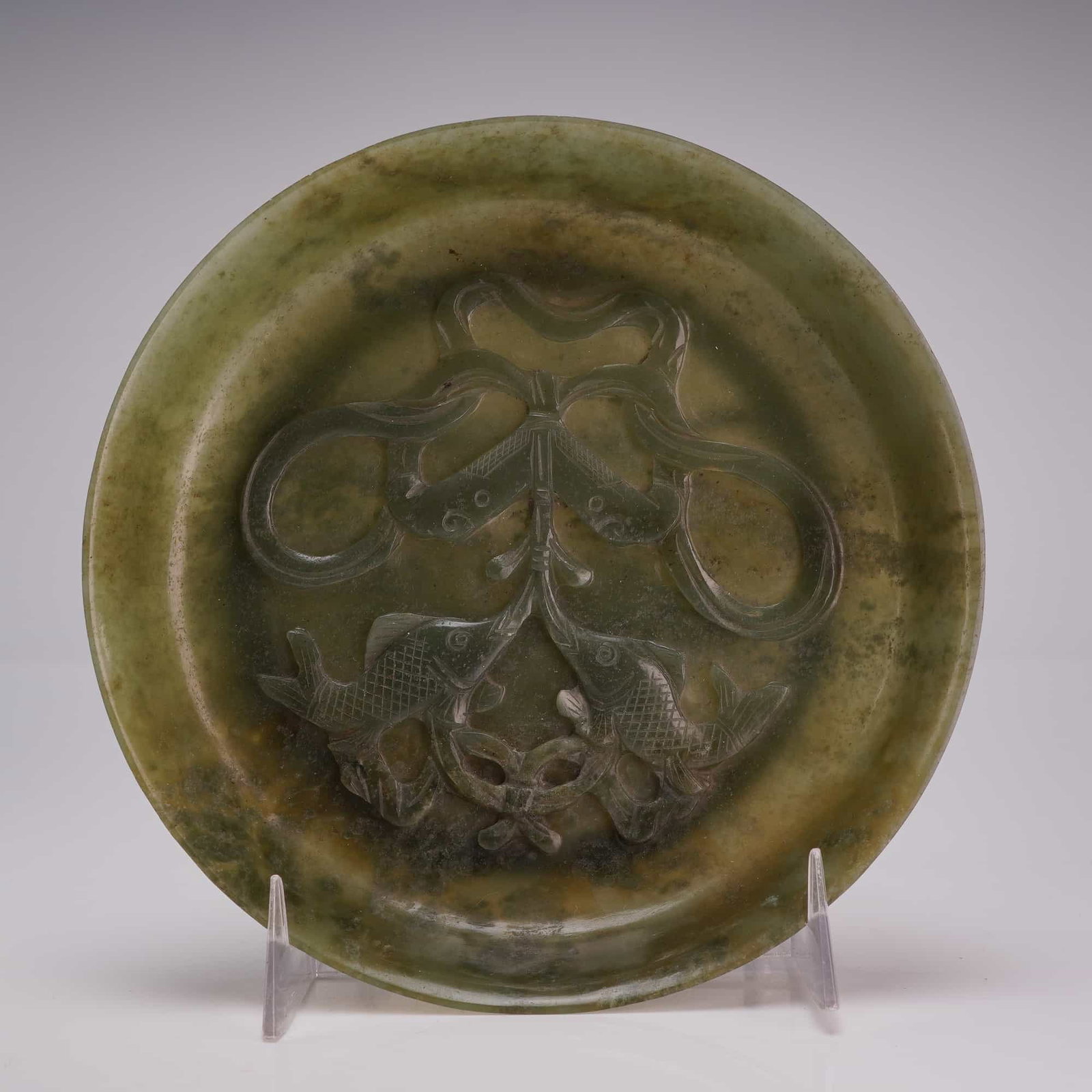 Chinese Small Spinach Jade Dish, Twin Fish and Chime (1 of 3)