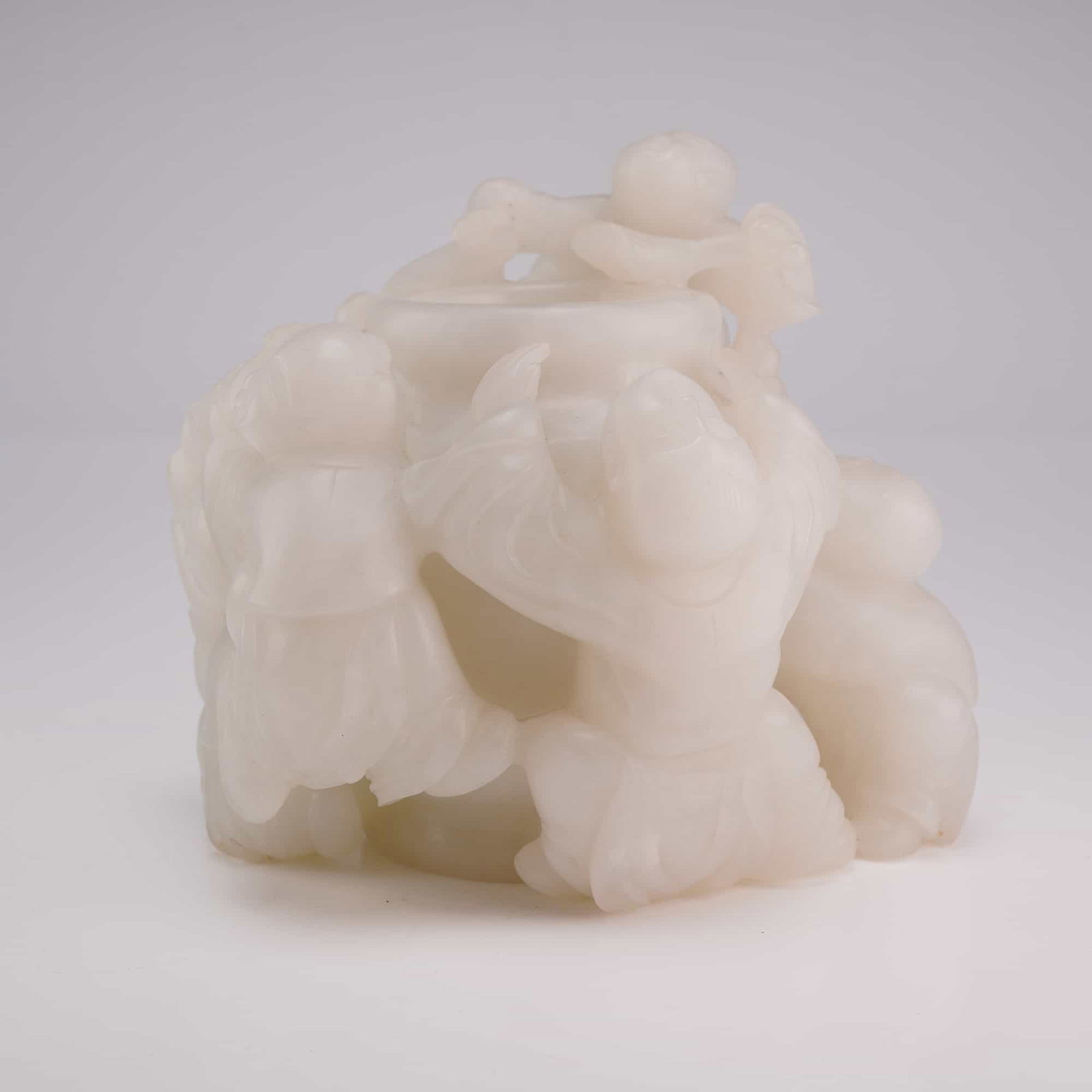 Chinese White Jade Brush Washer with Children (1 of 3)