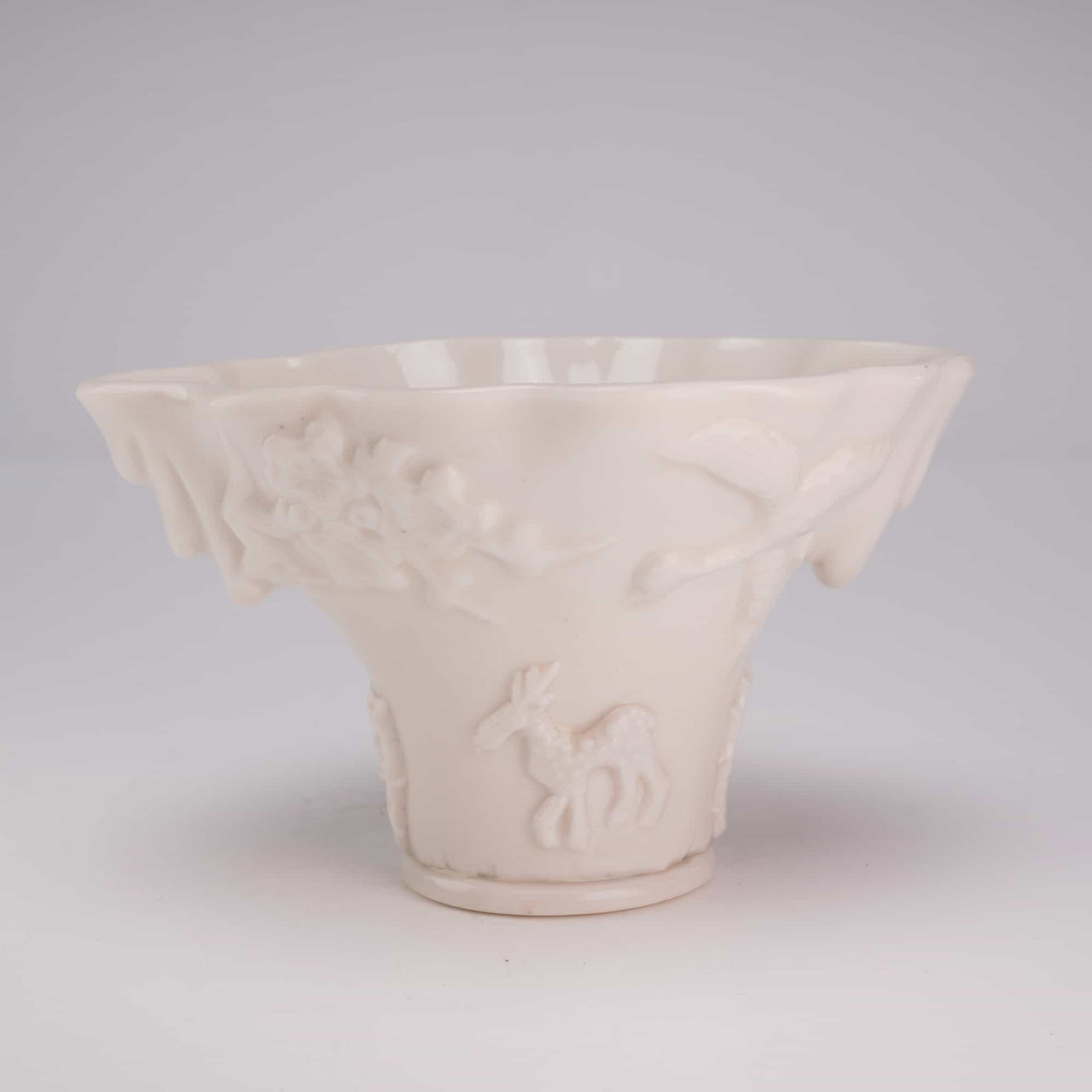 Chinese Blanc de Chine Dehua Porcelain Libation Cup, Dragon and Animals (1 of 3)