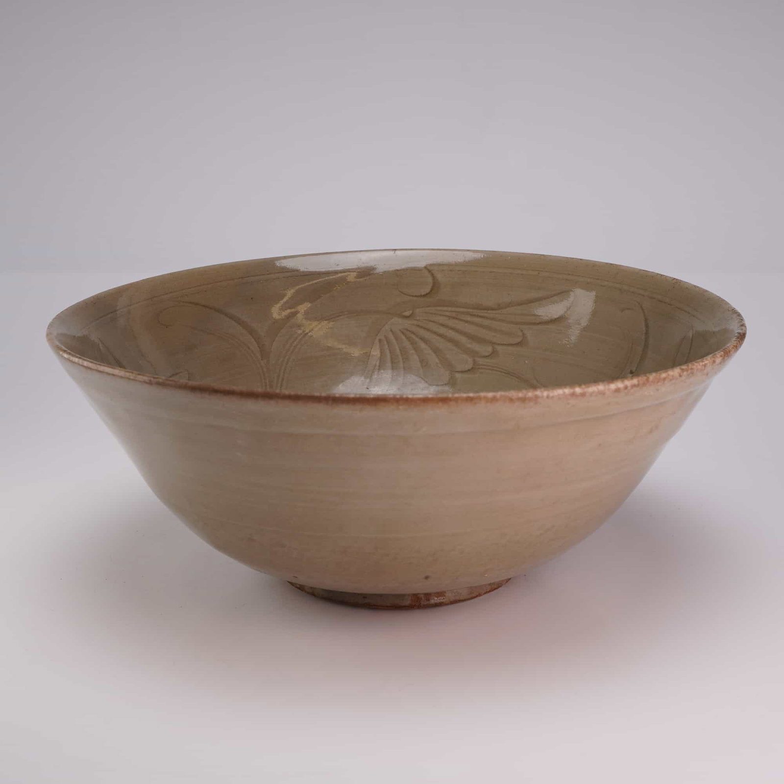 Chinese Celadon Glazed Bowl, Incised Floral Design, Song Dynasty (1 of 3)