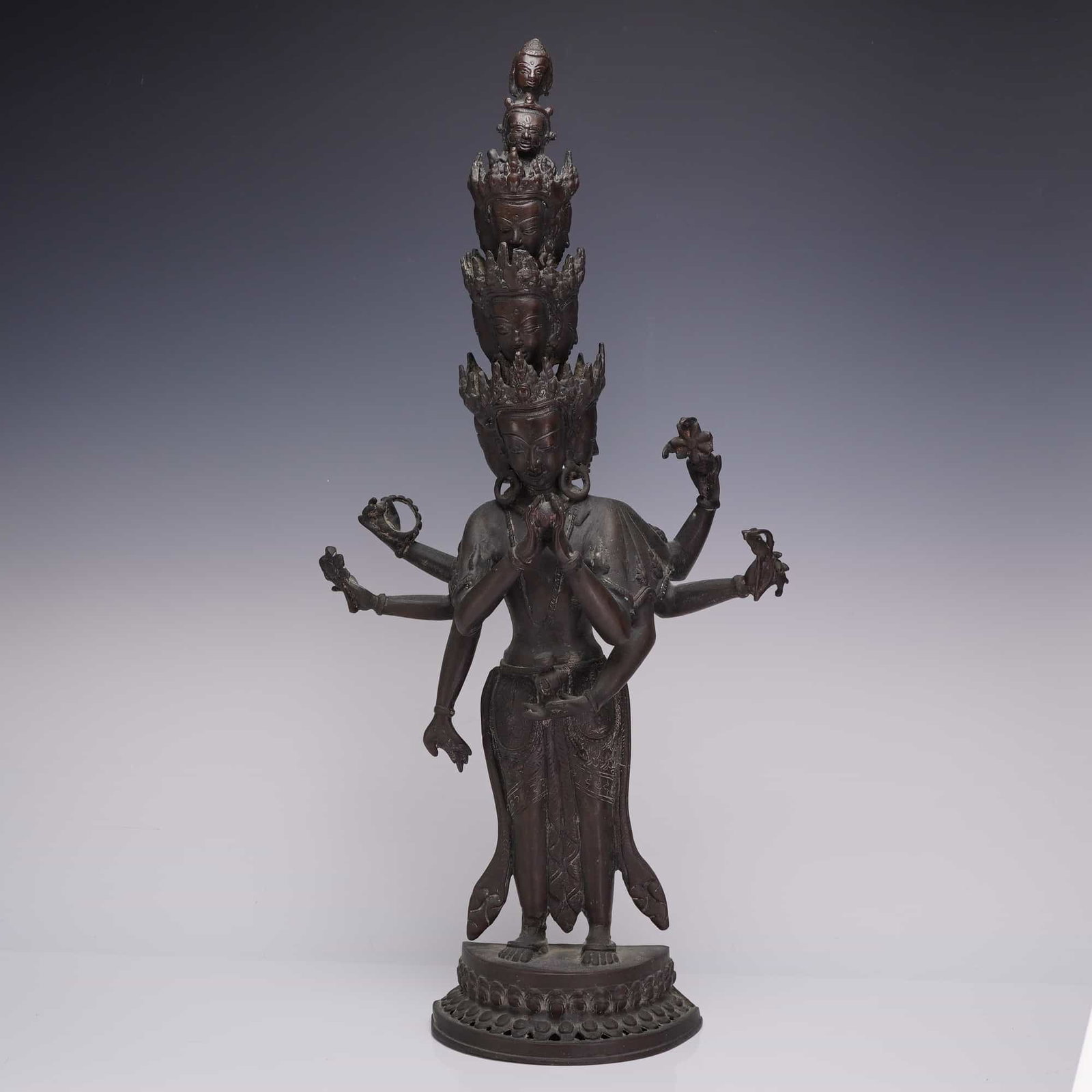 Bronze Buddha Statue of the Eleven-Headed Avalokiteshvara (1 of 5)